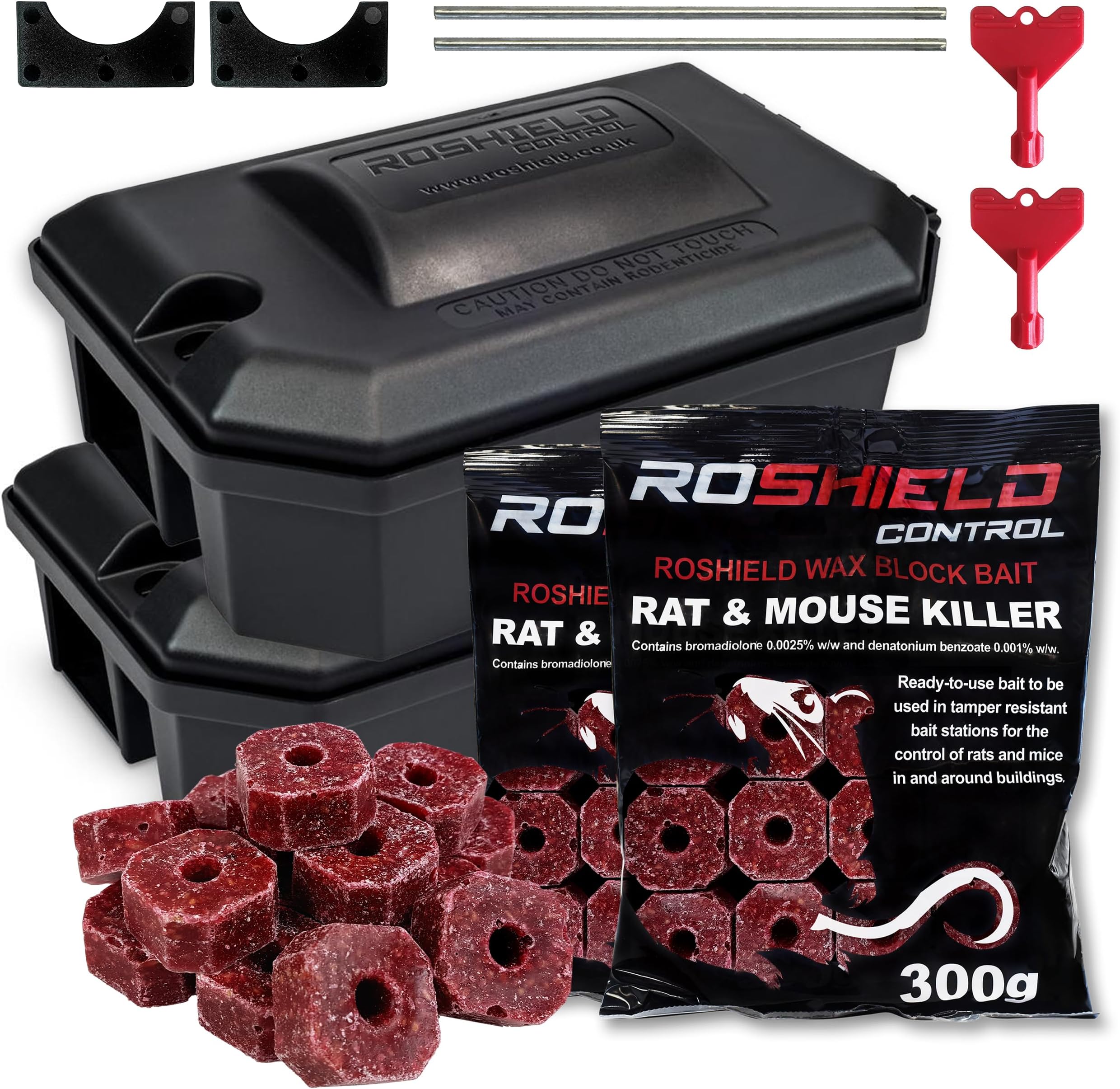 Roshield 10 x Black Mouse TamperResistant Bait Boxes Holds Mice
