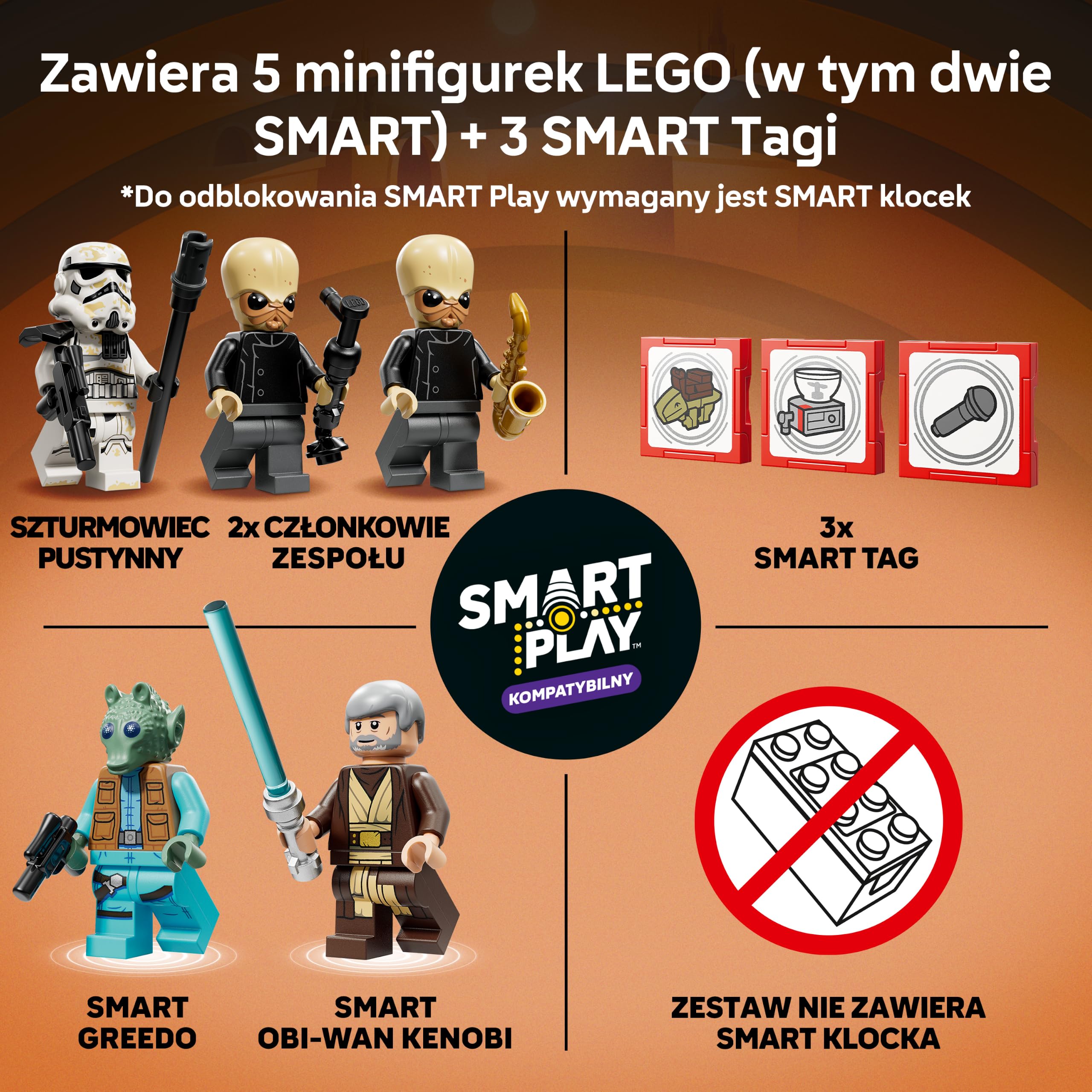 LEGO Star Wars SMART Play: Kantyna Mos Eisley 75425 | Interaktywna zabawka dla dzieci 8+, seria SMART Play, prezent Star Wars, klocki dla chłopca i dziewczynki, 666 elementów