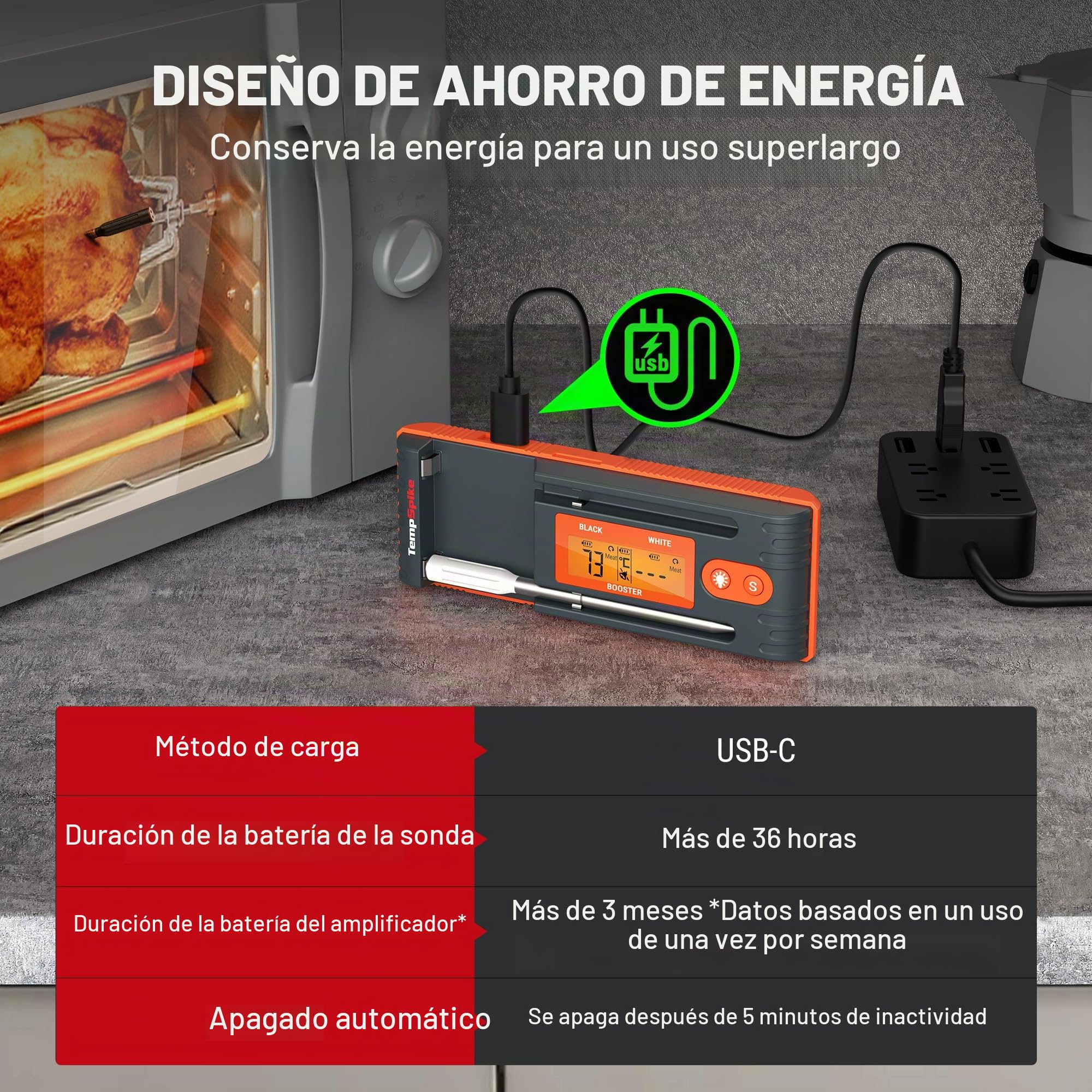 ThermoPro TempPro Sonda doble Termómetro para carne verdaderamente inalámbrico de 150m, termómetro para alimentos Bluetooth con refuerzo mejorado con LCD, para freidoras, barbacoa, horno y ahumador
