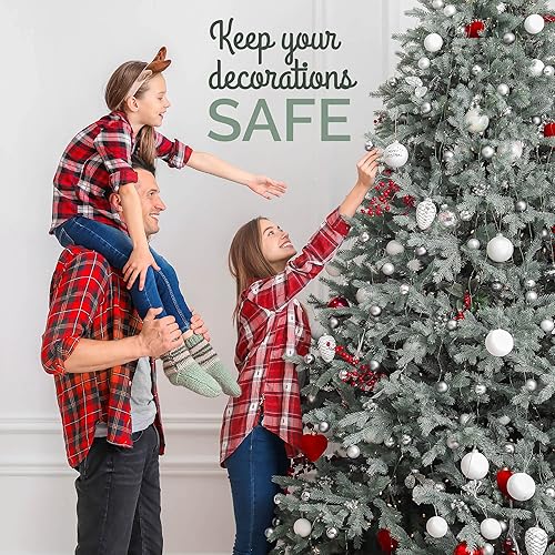 Miniatura 8 de Caja con divisores para guardar hasta 72 adornos navideños de 3 pulgadas de forma práctica, cubos grandes de tela de alta calidad con 3 bandejas