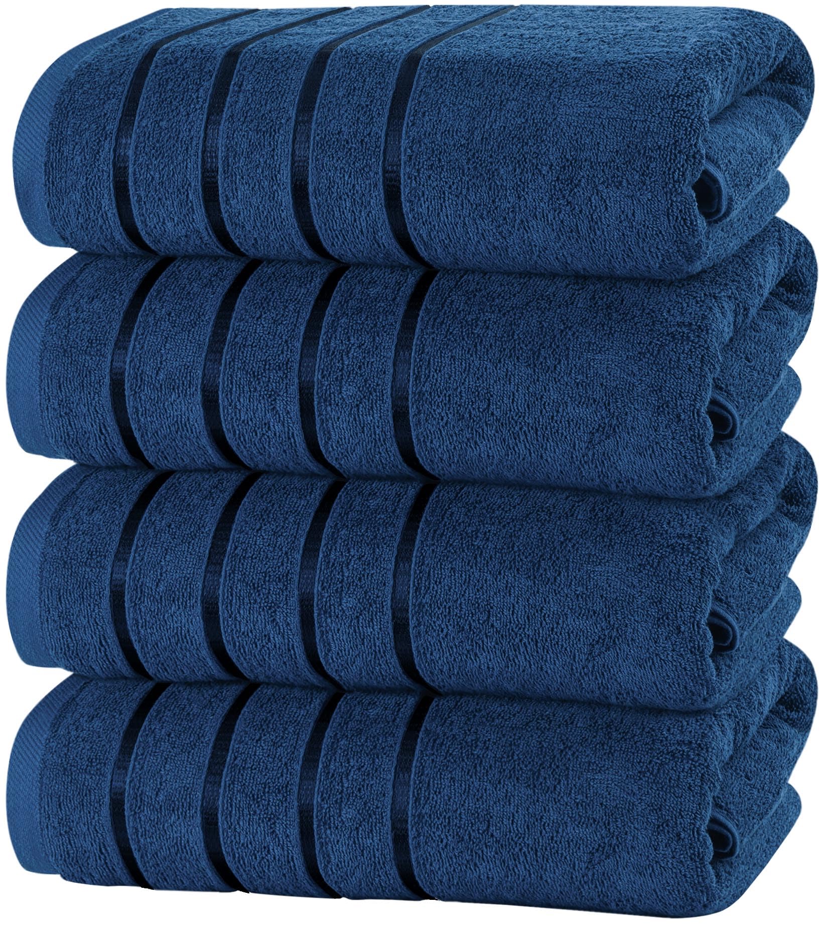 Utopia Towels 4 Pack Premium Viscose Oversized Bath Towels Set, Ring Spun Cotton, 27 by 54 Inches, Highly Absorbent, Quick Drying Shower Towels for Bathroom, Spa, Hotel and Gym, Navy