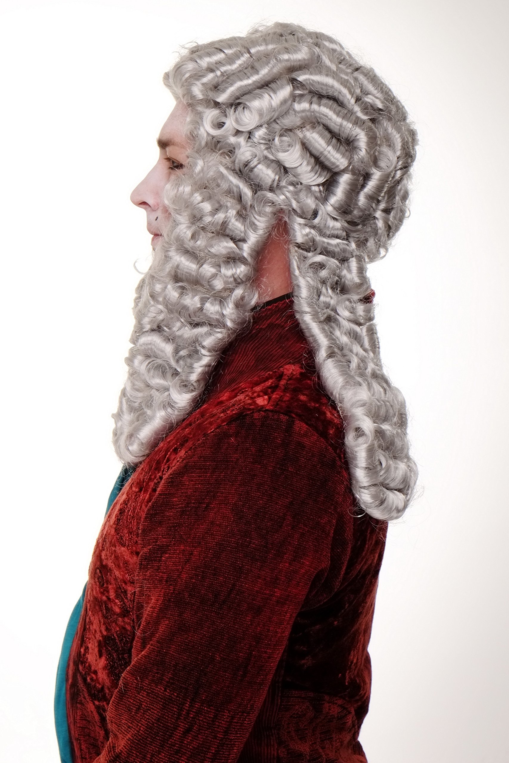 WIG ME UP Peluca Hombre Blanco Estilo Barroco – Disfraz De Carnaval De Noble, Juez, Príncipe, Rey O Compositor – Circunferencia Máxima 62 Cm