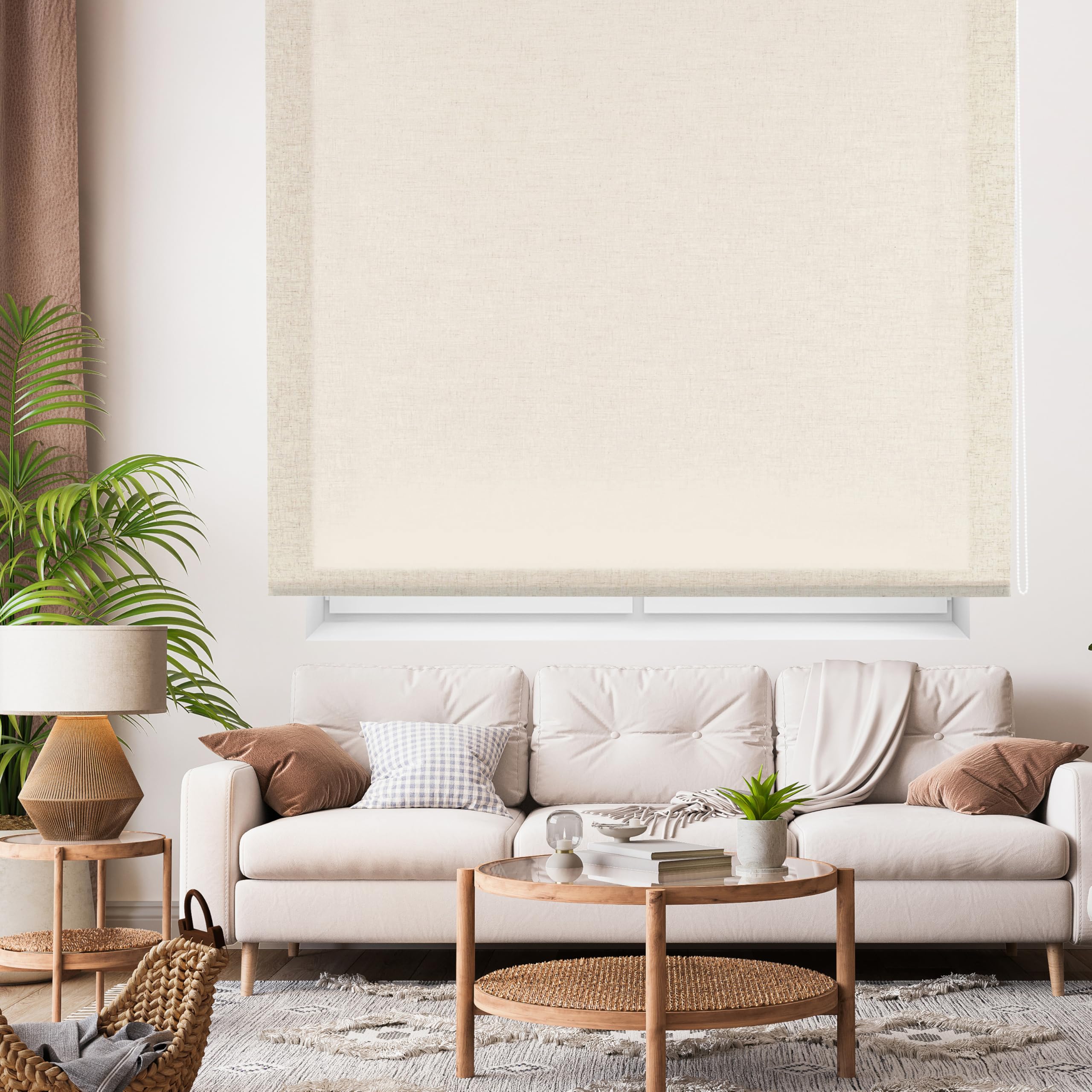 Blindecor Ara | Lichtdurchlässiges Rollo | Leinen | 180 x 200 cm (BxH) | Stoffgröße 177 x 195 cm | Rollos für fenster