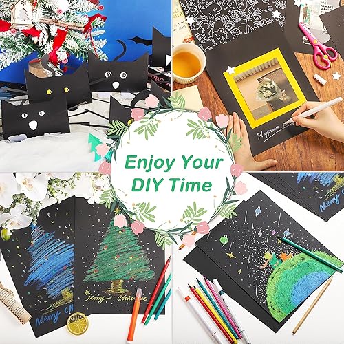 Vista 44 de Cartulina negra – 8.5 x 11 pulgadas, 92 libras, papel pesado perfecto para álbumes de recortes, manualidades, tarjetas de visita, 25 hojas de 8.5