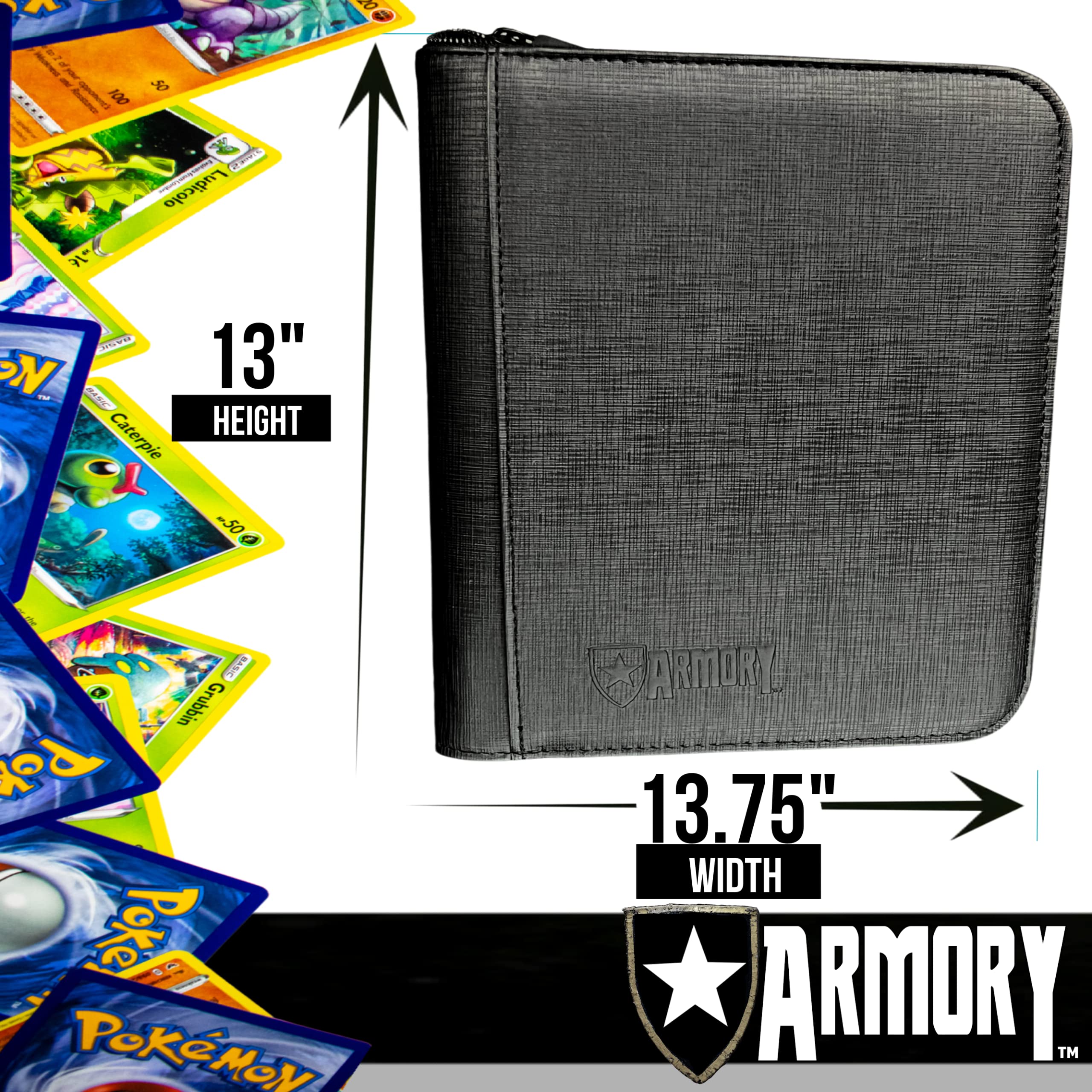ARMORY Trading Card Binder w/ Zipper for Pokemon Cards , Sports Card Holder  Book Album