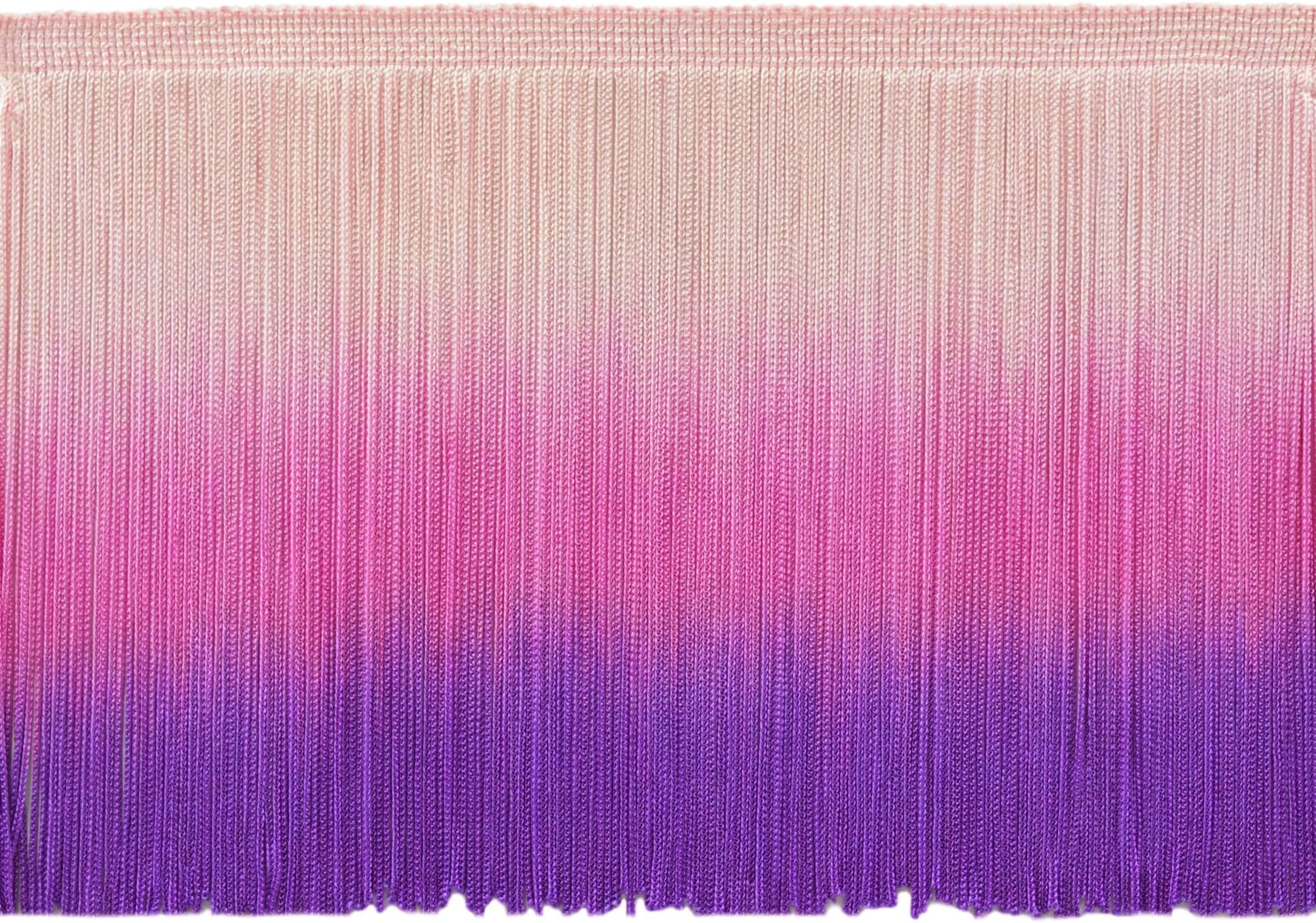 6" (15cm) Long Solid Chainette Fringe Trim (Style# CF06), Pink Magenta Purple Multicolor (Color# TDP) Sold by The Yard (36"/3 ft/0.9m)