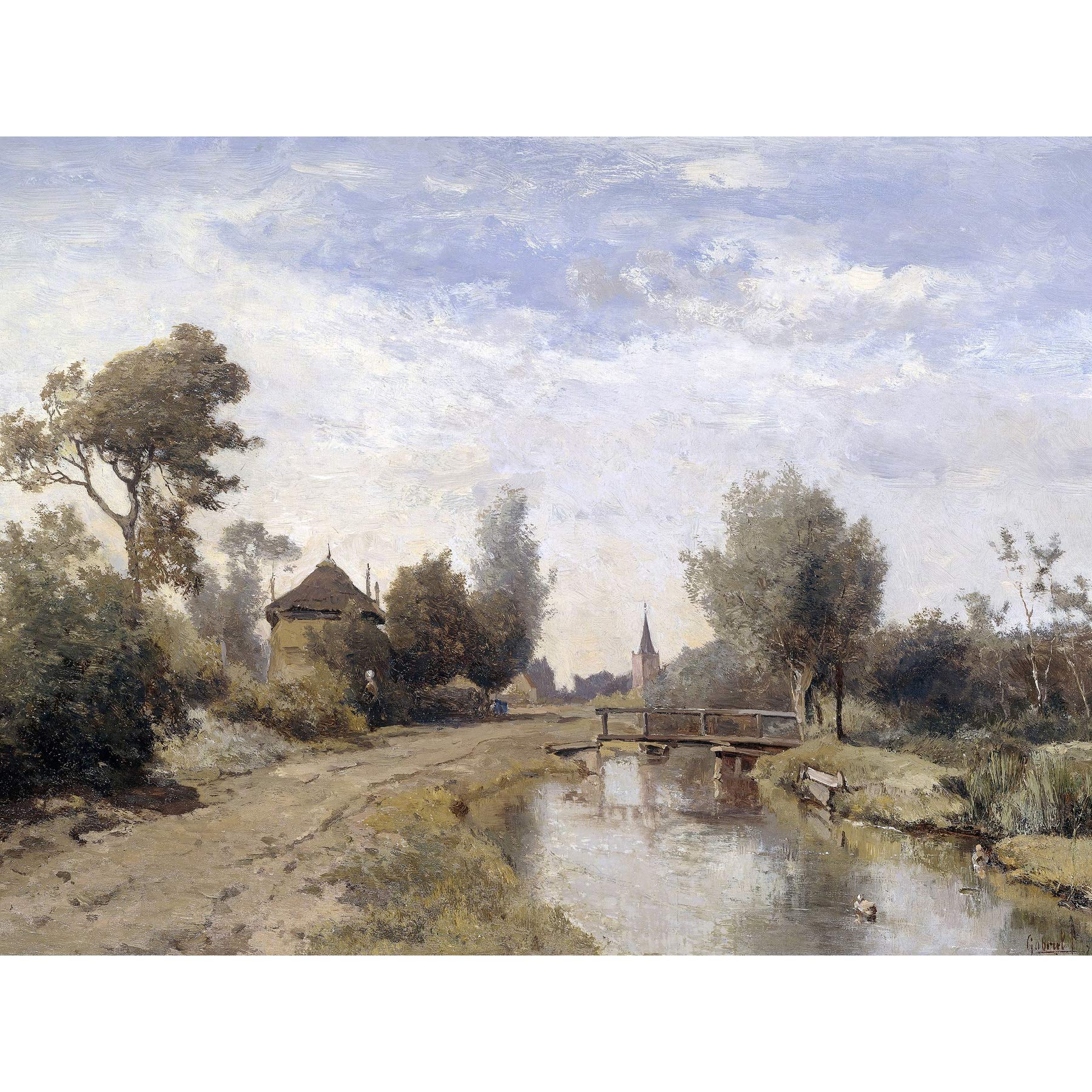 Artery8 Paul Gabriel Landscape Near Kortenhoef Painting Premium Wall Art Canvas Print 18X24 Inch