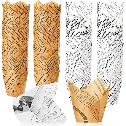 800 Pcs Tulip Cupcake Liners Baking Cups Muffin Baking Cupcake Liners Wrappers Greaseproof Tulip Baking Cups Holders for Party Wedding Birthday Baby Showers (Retro Style)