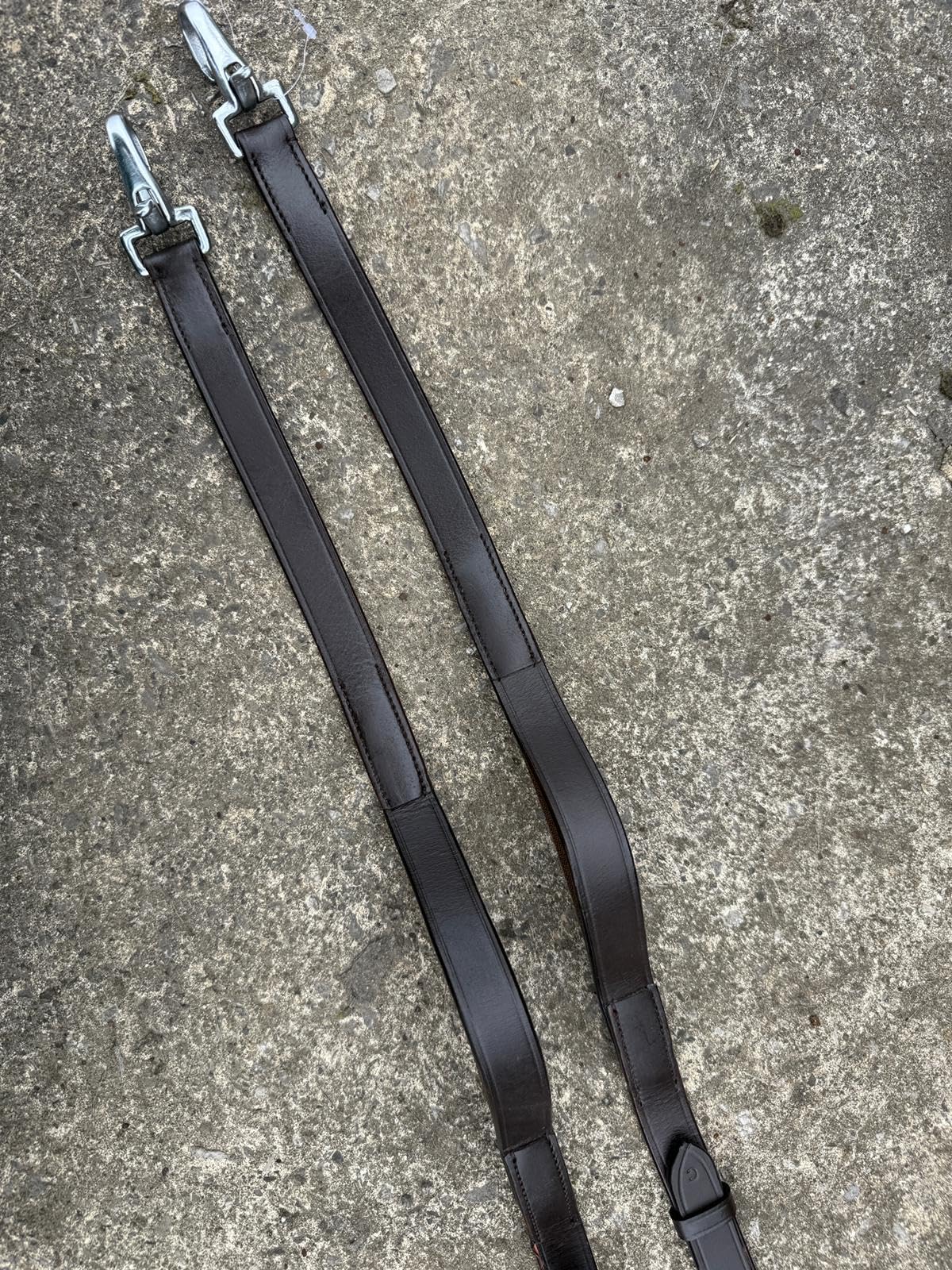 Double Elasticated Balance Leather Reins, 2.20 cm Width, Nickel Snap Hooks, Brown (Brown, Cob)
