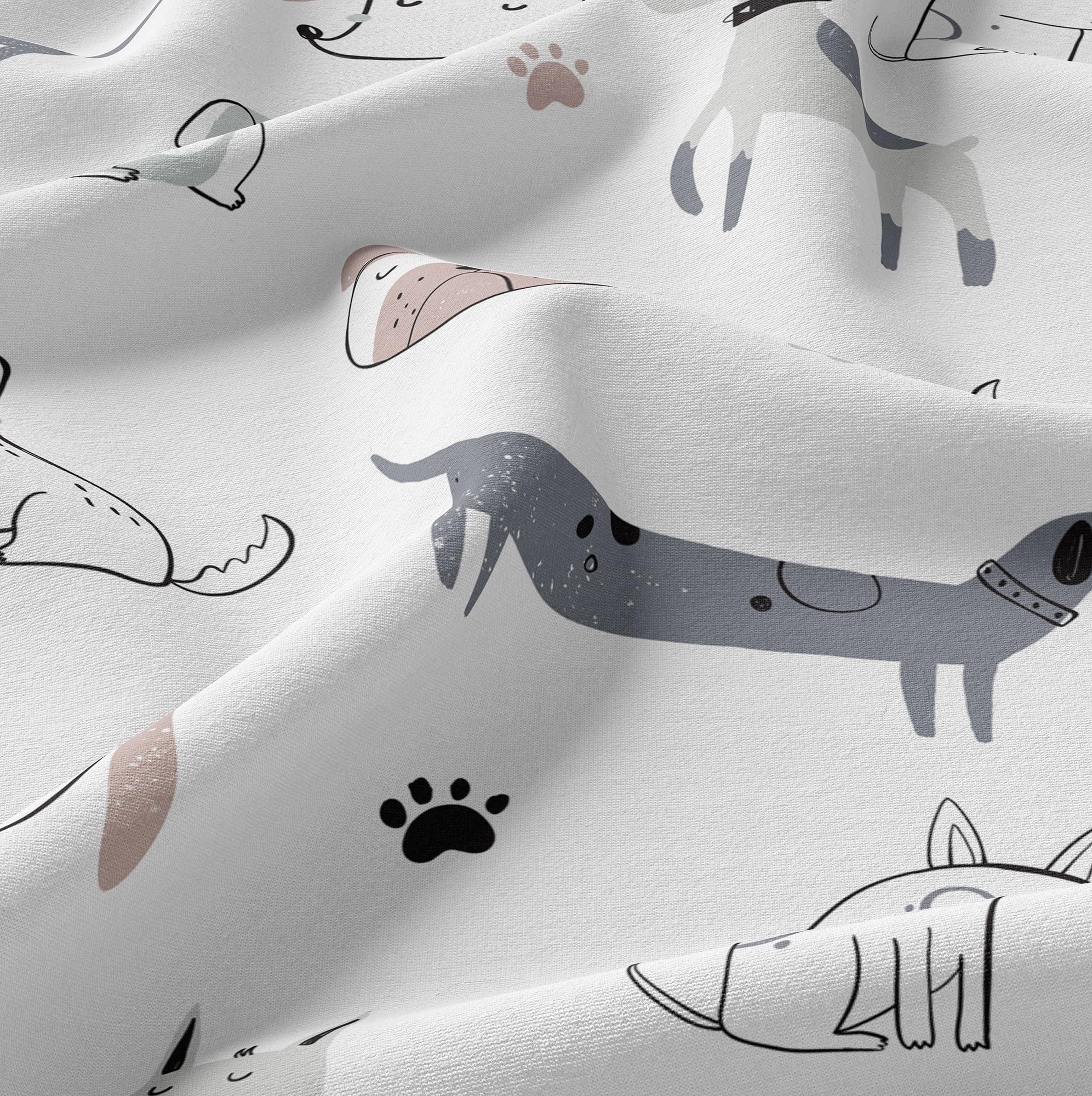 Sweet Jojo Designs Duschvorhang, Uni, geschlechtsneutraler Stoff, Badezimmer, Dekoration, Bad, Baby, Kind, Teenager, Kinder, 183 x 183 cm, Grau, Taupe, Blau, modern, Welpe, Aquarell, Welpen,