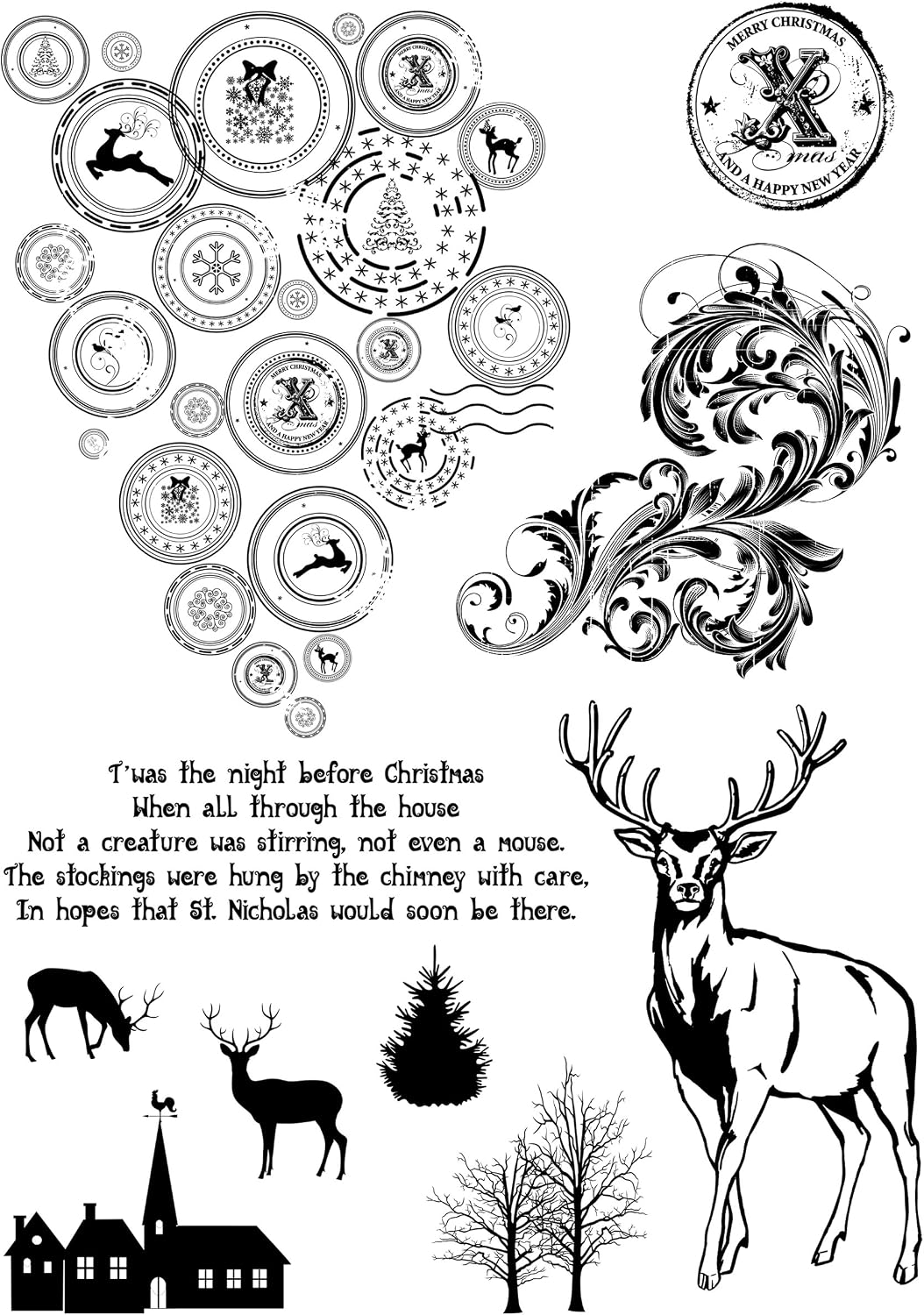 IndigoBlu Cling Mounted Stamp, 9.25 by 6.25-Inch, Looks Like Reindeer