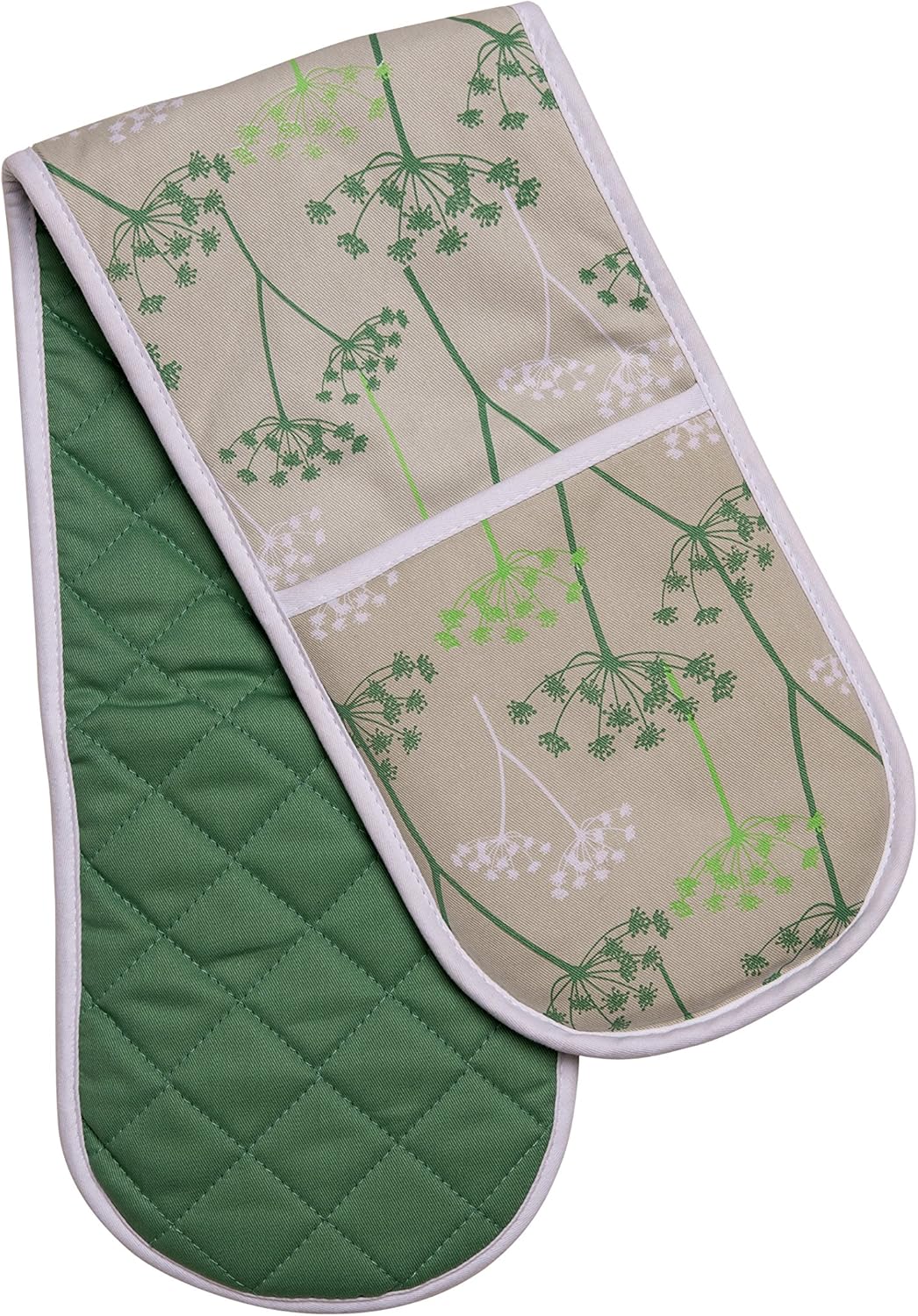 Premier Housewares Cow Parsley Double Oven Glove,Green,H2 x W83 x D18cm