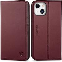 Vista 13 de SHIELDON Funda para iPhone 13, funda plegable de piel auténtica con función atril con bloqueo RFID, ranuras para tarjetas, funda magnética a prueba