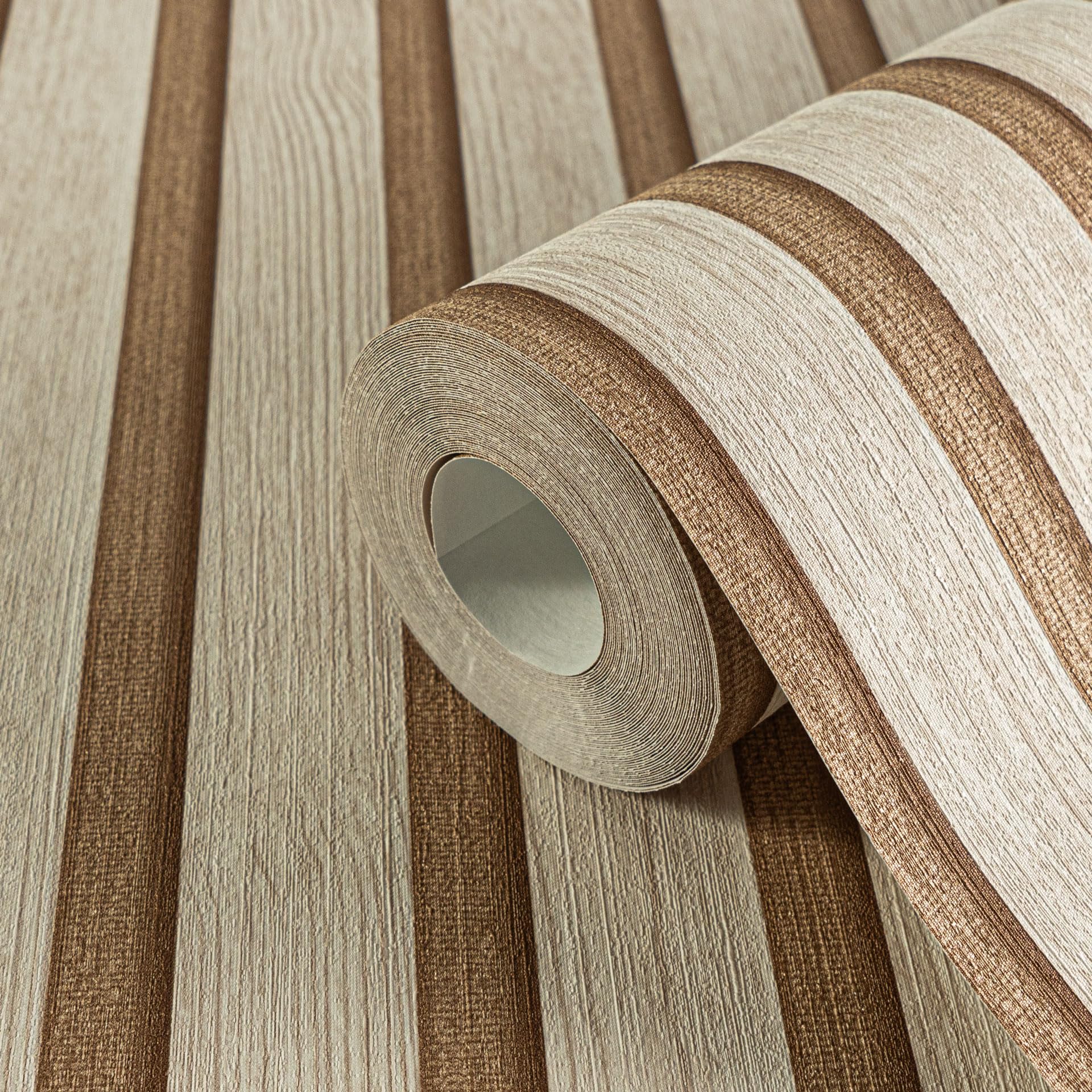 A.S. Création Papel pintado tejido-no tejido motivo de panel mural 0,53 x 10,05 m - beige marrón - wood look wallpaper made in Germany - 786652