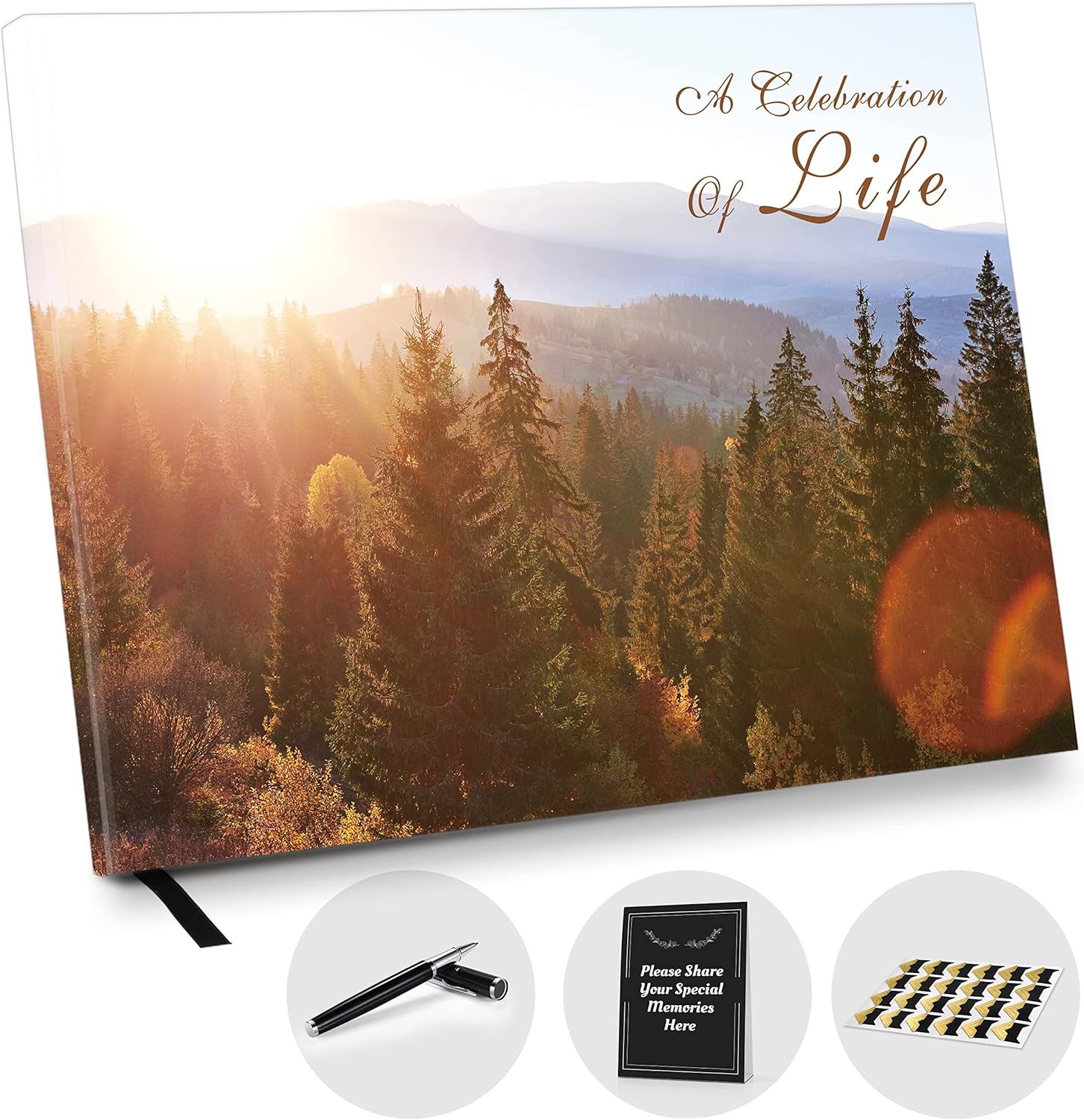 Funeral Guest Book, Celebration of Life Guest Books, Forest