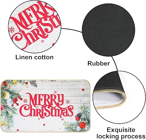 Miniatura 4 de Erweicet 2 tapetes y tapetes de cocina de Navidad, decoración de cocina de Navidad, antifatiga, decoración de Navidad para baño, hogar, interior, 17