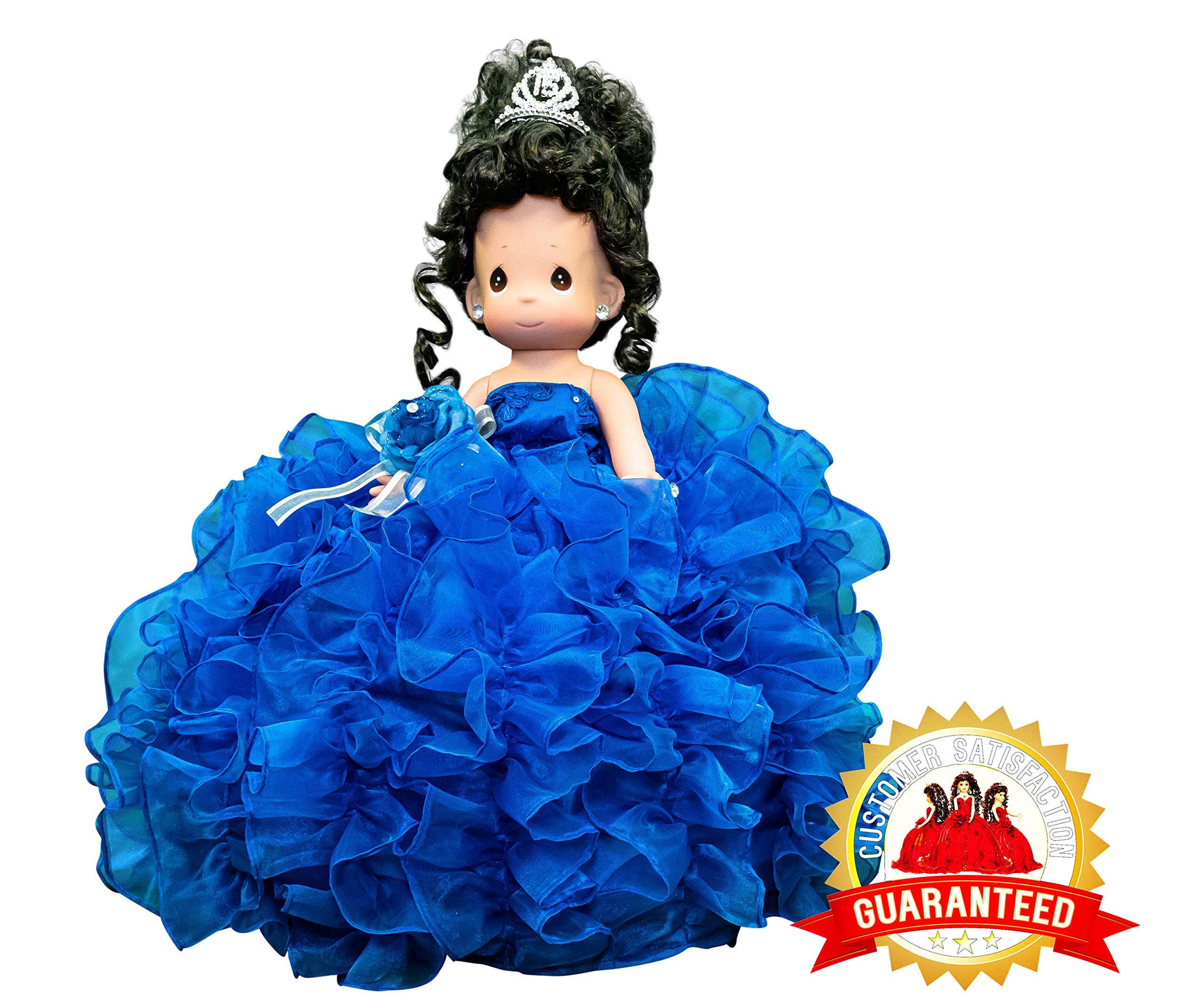 17" Precious Moment Quinceanera Vinyl Doll with Ruffles Dress (Quince Anos) ARC8421-15R (Royal Blue)