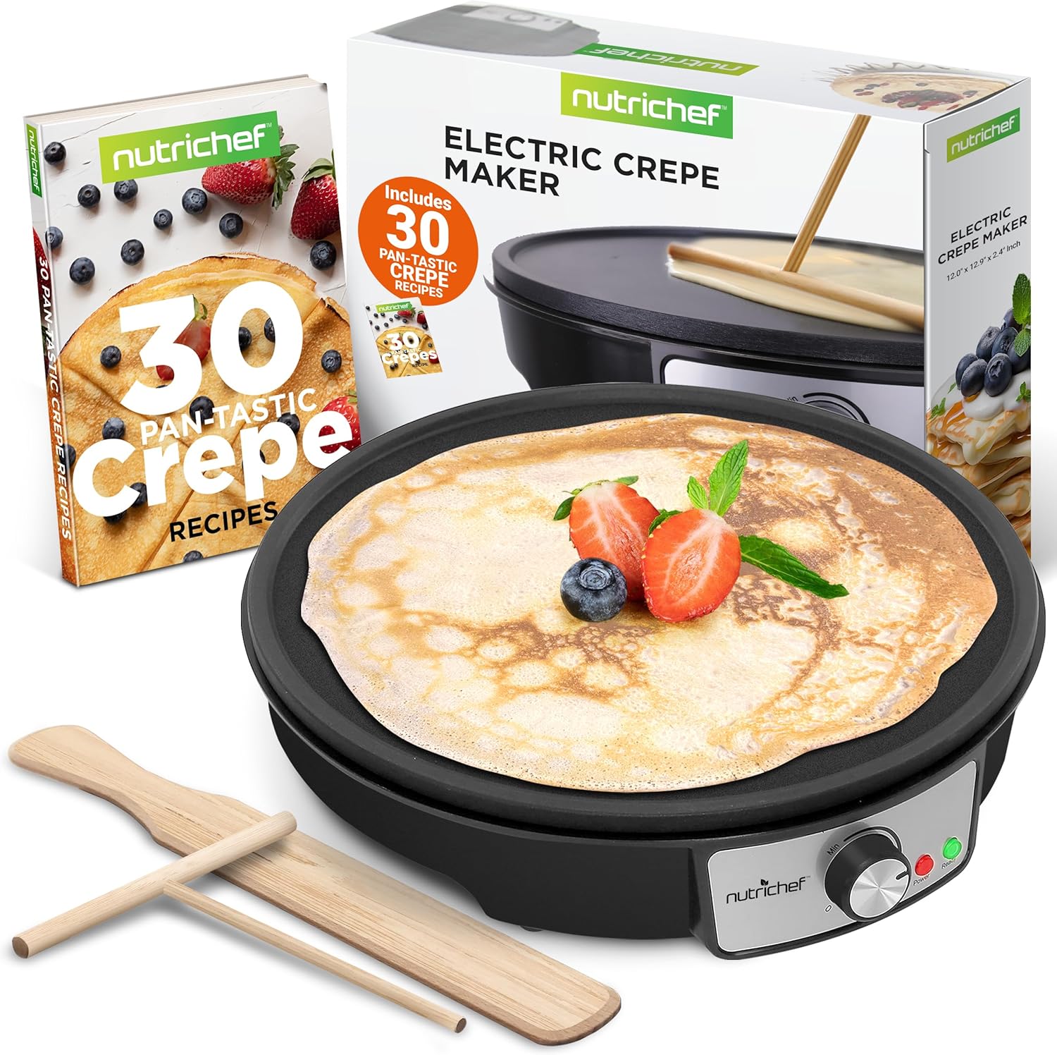 nutrichef Electric Crepe Maker Pan