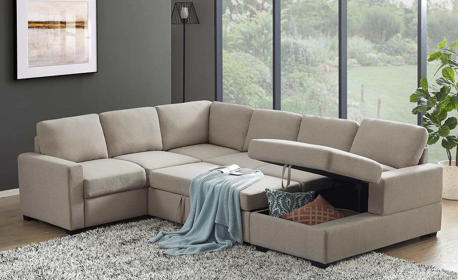 Amazon.com: ERYE Oversized U-Shaped Sleeper Sectional Sofa Living Room ...