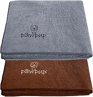 PAWPUP Super Absorbent Microfiber Dog Towels for Drying Dogs & Cats - 2 Pack 40x24 Inch Pet Grooming Towels with Dual Pockets (Brown/Grey)