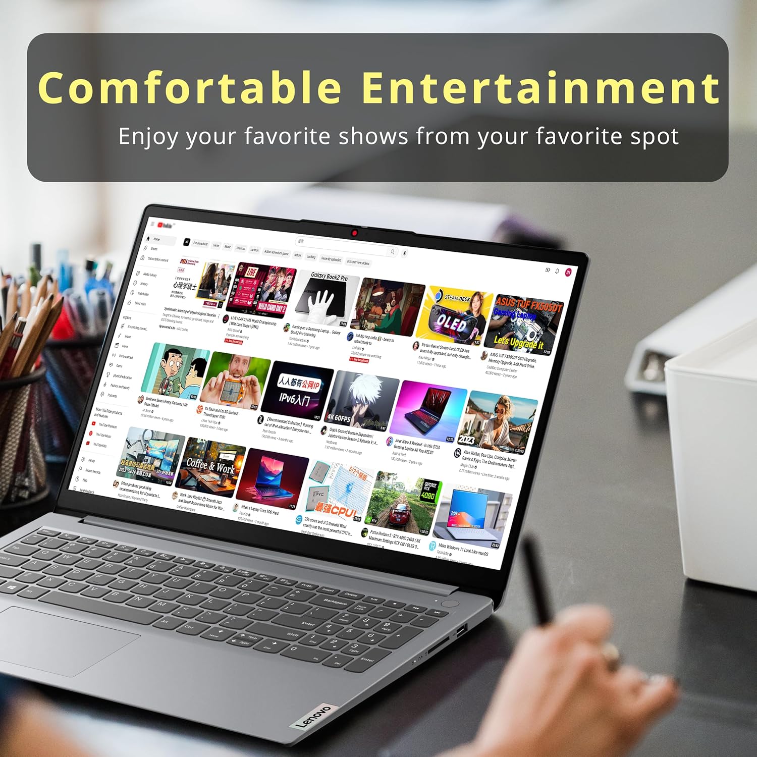 Lenovo IdeaPad 15.6" HD Laptop, AMD Athlon Silver 7120U, 4GB RAM, 128GB SSD, AMD Radeon 610M, Numeric Keypad, Long Battery Life, HD Webcam, Windows 11 S, Gray (Renewed)