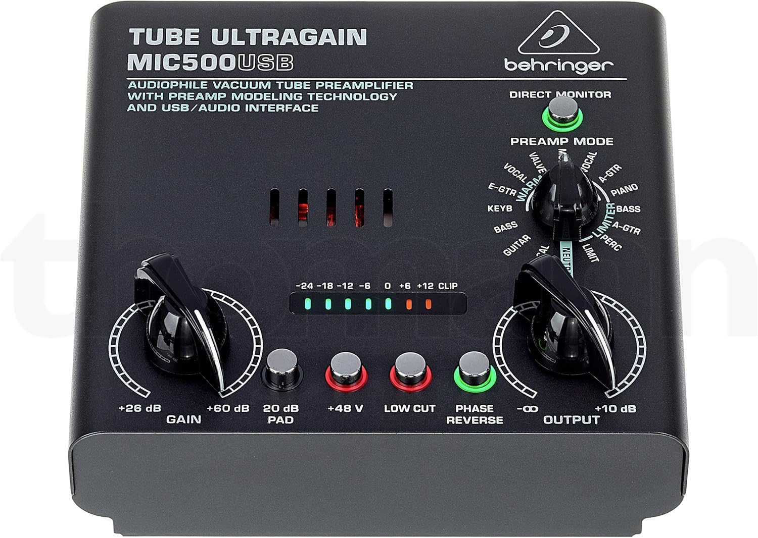 Behringer TUBE ULTRAGAIN MIC500USB Audiophile Vacuum Tube Preamplifier with Preamp Modeling Technology and USB/Audio Interface
