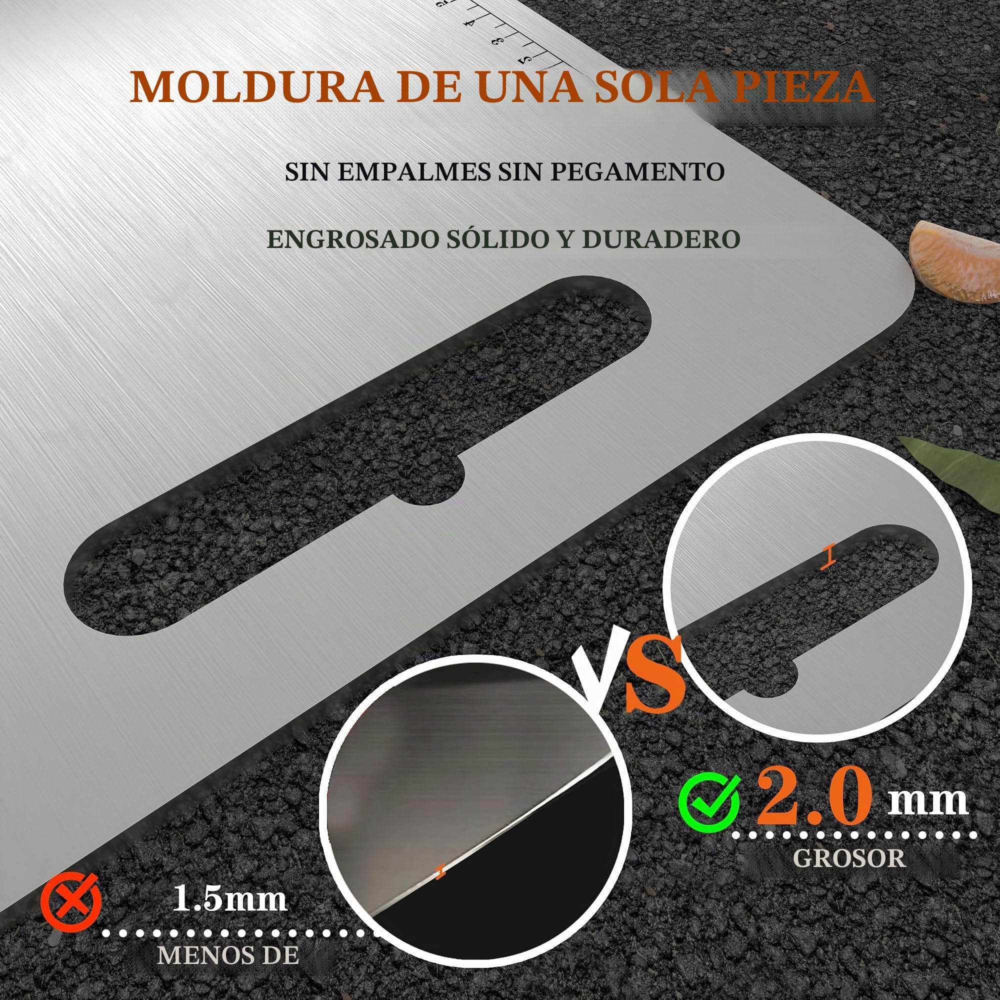 Tabla de corte de acero inoxidable 304, sin BPA, corte de cocina para báscula Tabla de carnicero para carne, queso, servicio pesado, Tabla de Cortar de Acero Inoxidable 304 Grado Alimenticio