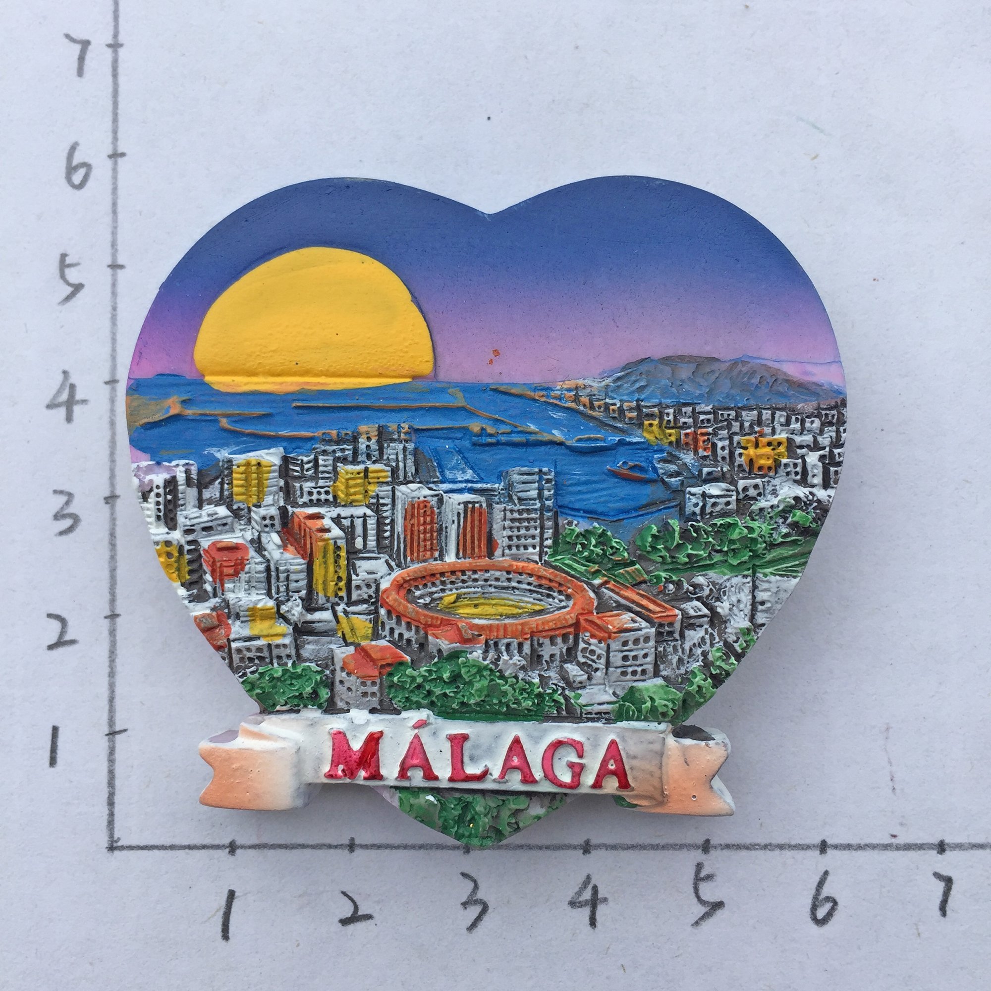 3D Malaga Spagna frigorifero magnete a forma di cuore souvenir adesivo collezione, Spagna fatto a mano casa e cucina decorazione frigorifero magnete dalla Cina