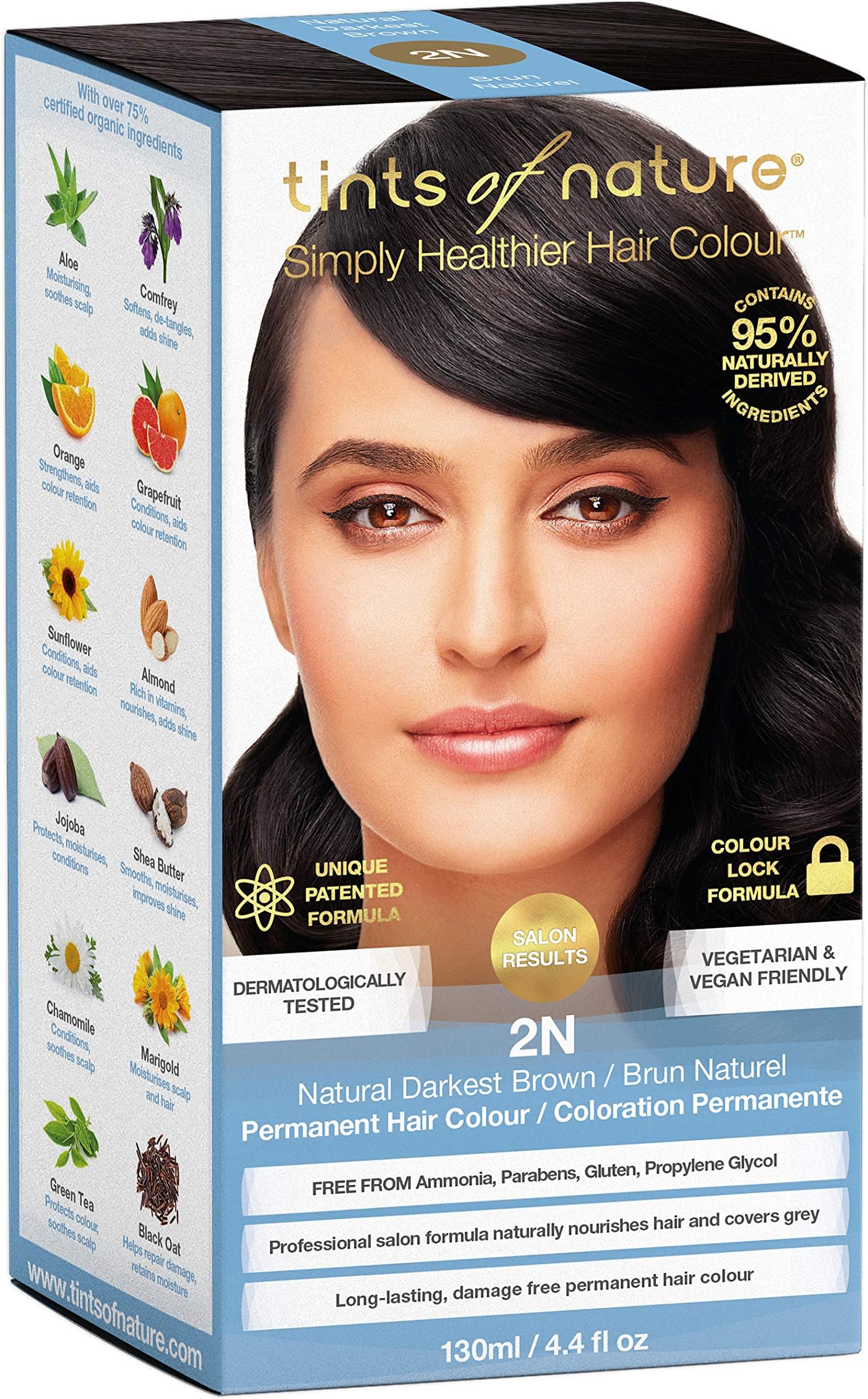 2N Natural Darkest Brown Permanent Hair Dye, Vegan 130ml