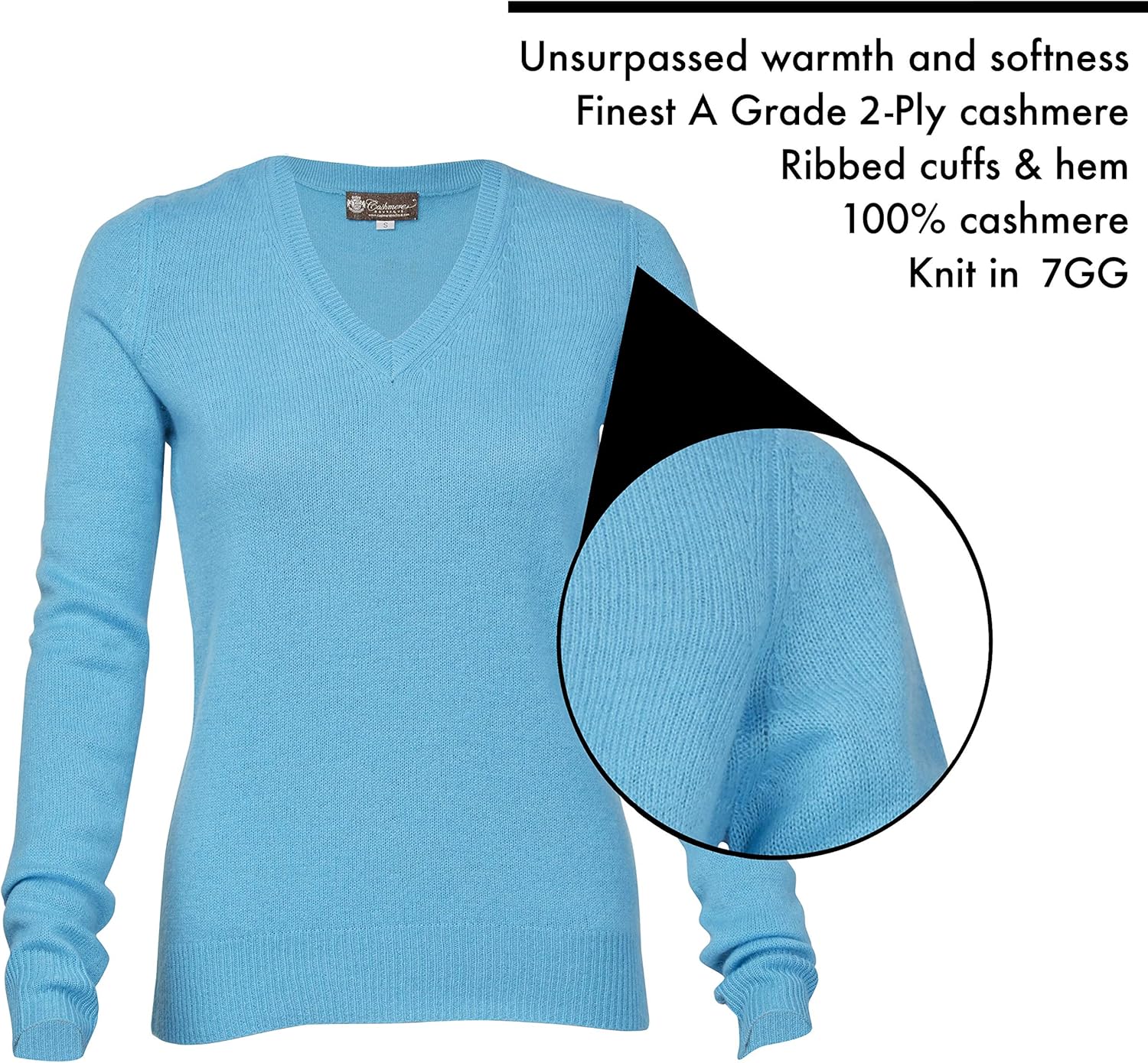 Cashmere Boutique 100% Pure Cashmere Light-Weight Crew Neck Sweater for Women – Long Sleeve, Classic Style, Pullover Sweater