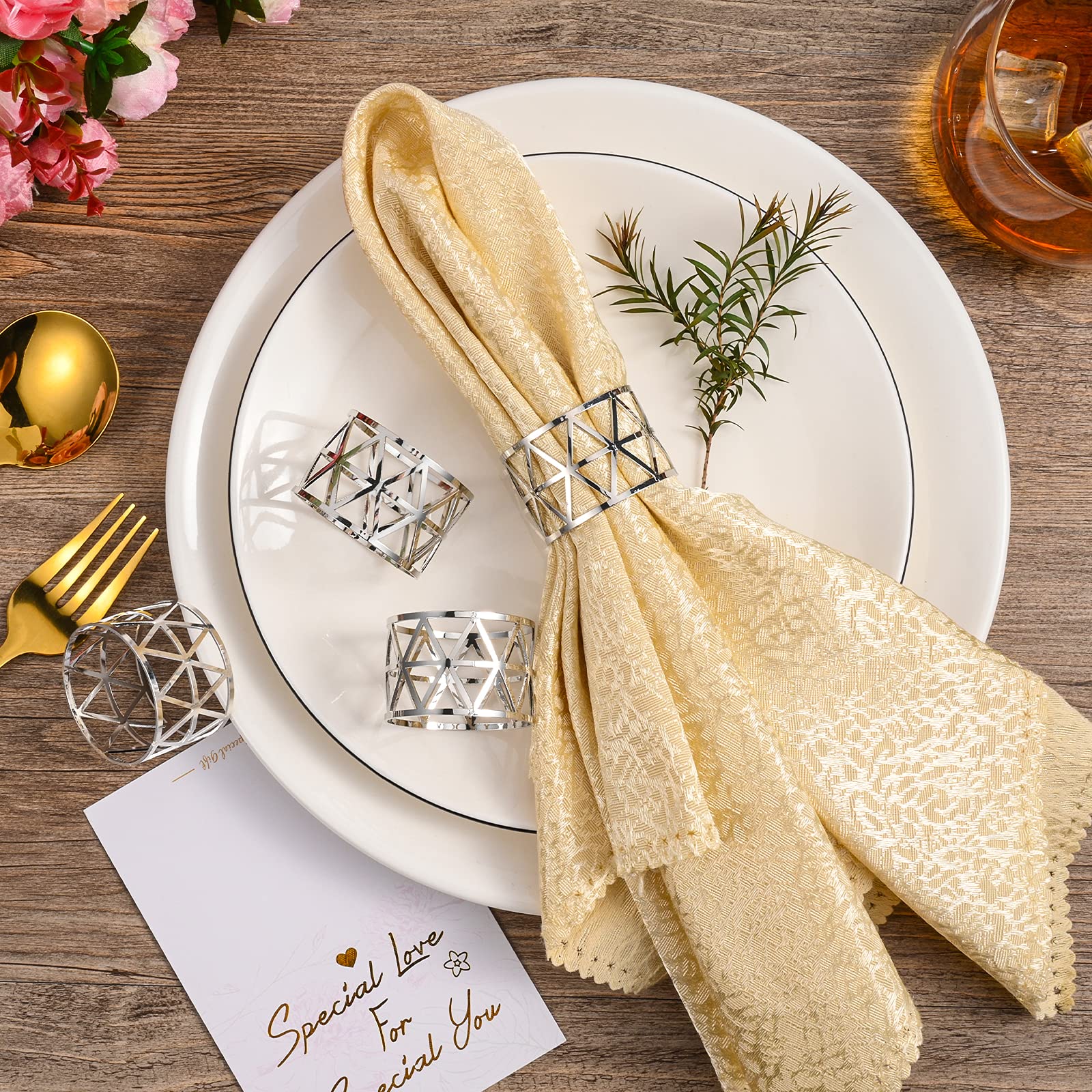 12 Ronds De Serviette Noël Renne Doré - Décoration De Table Pour Fêtes, Mariages, Thanksgiving