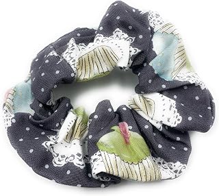 Cupcake Scrunchie, Handmade in Canada -Dessert Patterned Fabric Scrunchie, Women, Girls Accessories, Grey, White, Pink, Comfortable Modern Scrunchy, Tweens, Teens, Ready to Ship, Cute Gift, Women's Everyday Hair Accessories