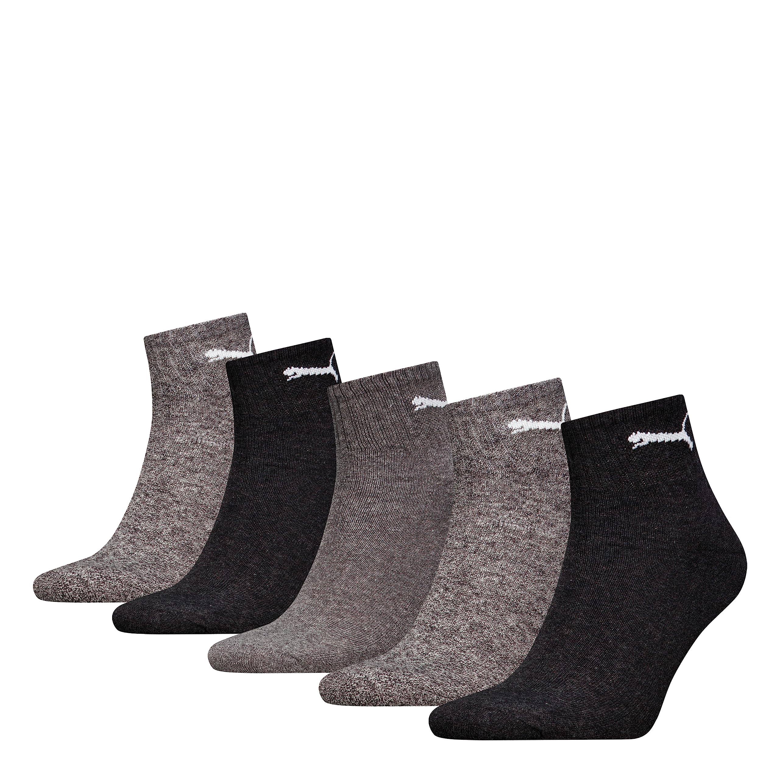Puma Unisex Anthraci/L Mel Grey/M Mel Grey Short Crew Socks (5 Pack) Socks, 9-11 Uk