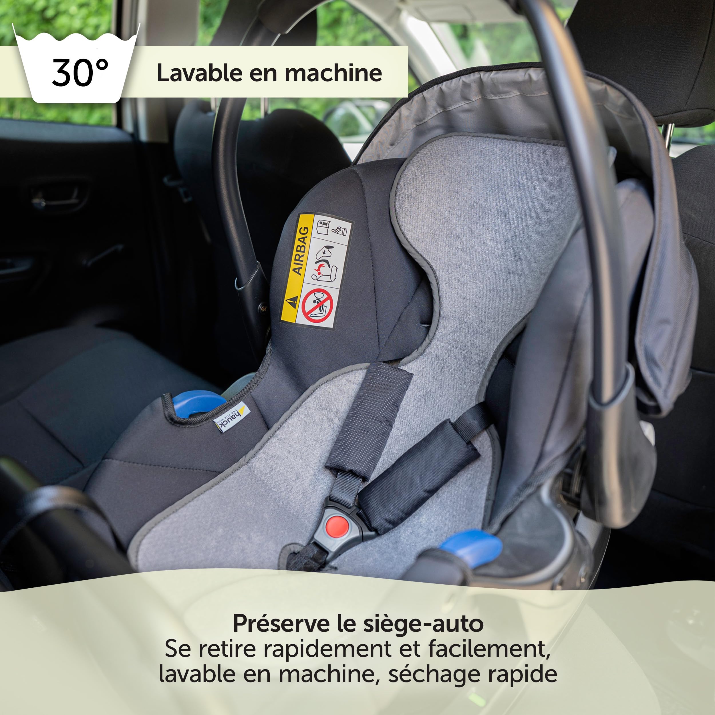 Coussin Siege Auto Été, Compatible avec Maxi-COSI, Cybex et Autres, Assise pour Cosy Bebe Respirante, Anti-Transpiration, Protège des Taches, Gris