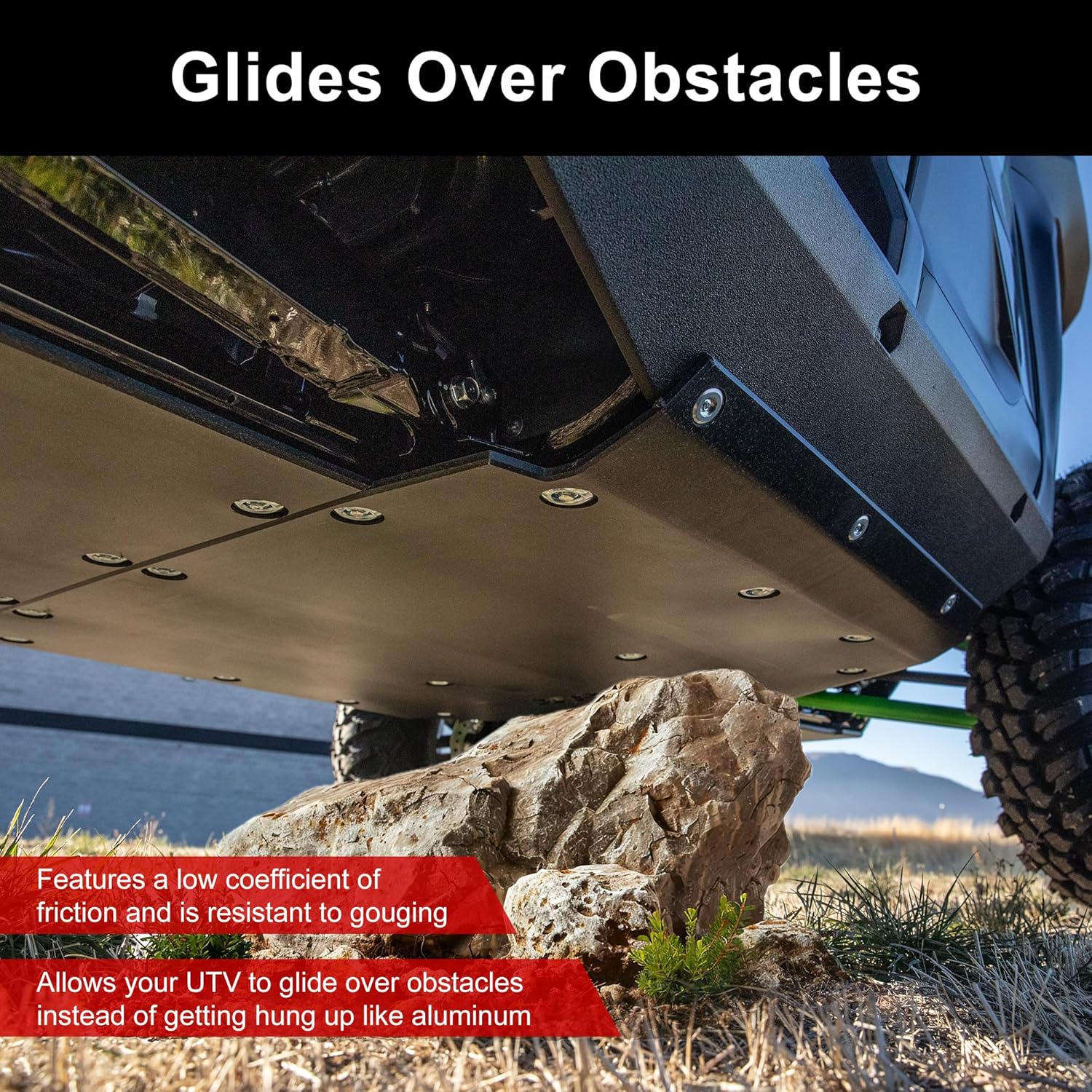 Tusk Quiet‑Glide Skid Plate 3/8″ UHMW Undercarriage Guard with Full Coverage Protection - Compatible with Kawasaki Teryx KRX 1000 2020-2026