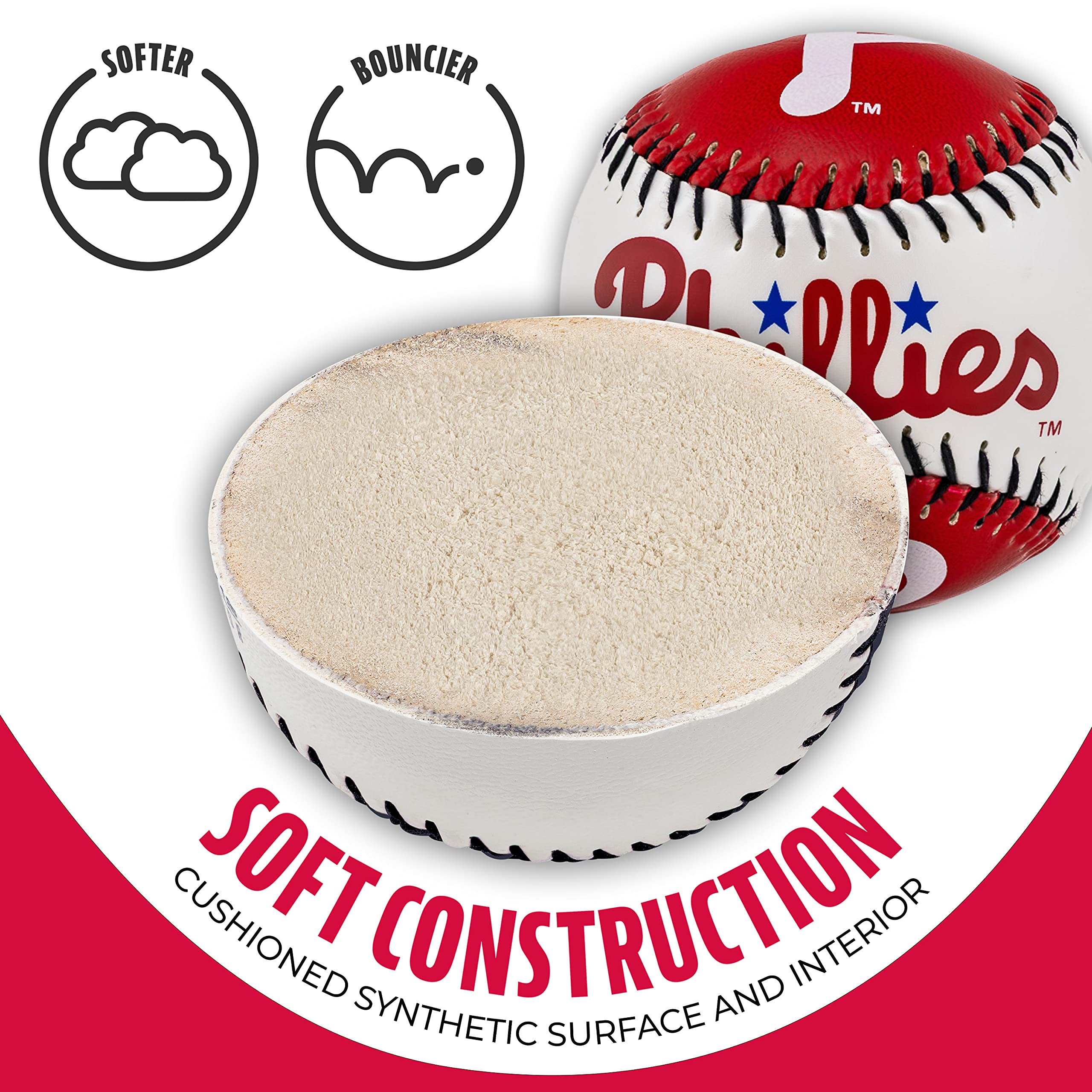 Philadelphia Philies MLB Team Baseball – Pelotas suaves con logotipo del equipo de la MLB – Béisbol de juguete para niños – Gran decoración para escritorios y oficina 3