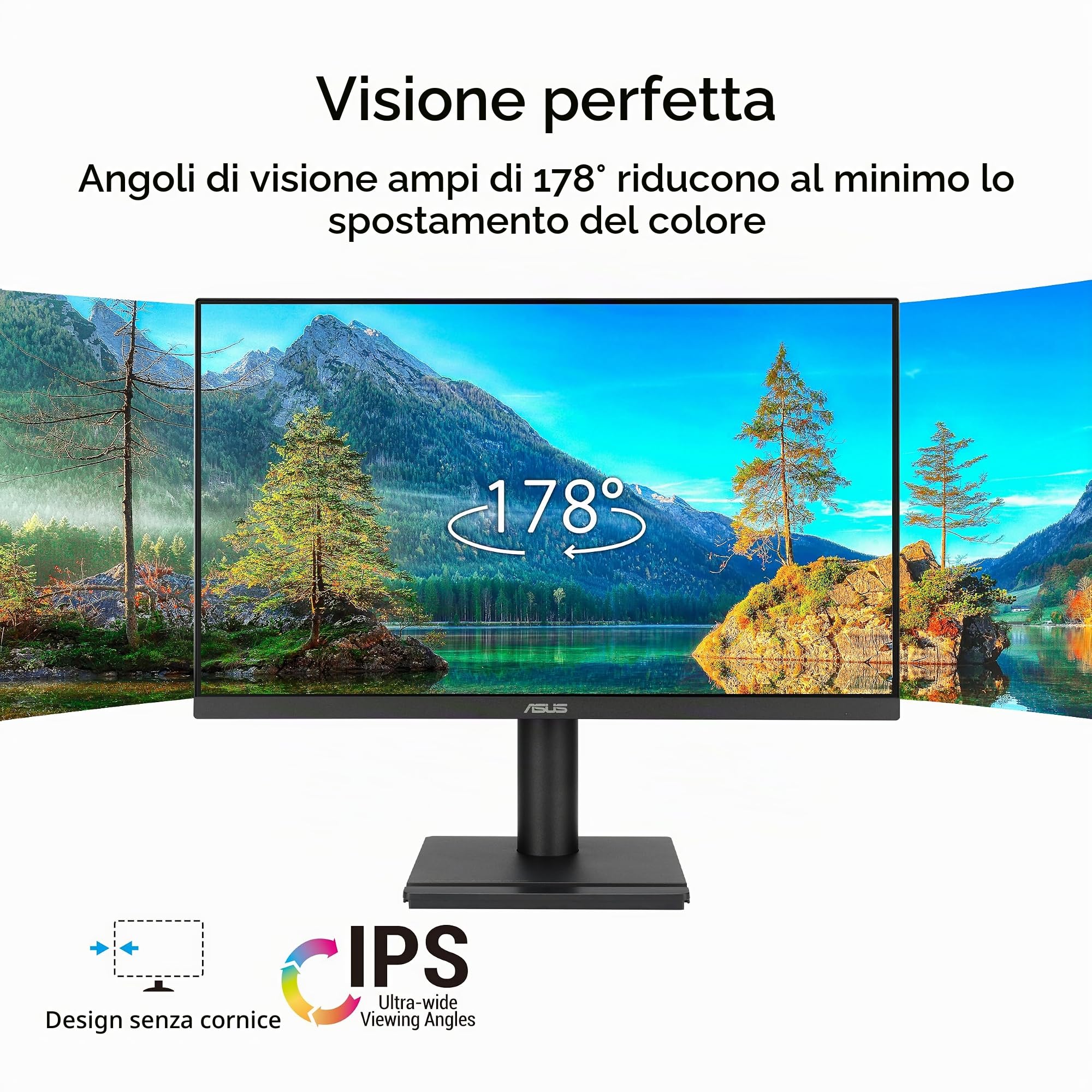 ASUS VA249QG EYE CARE, Monitor Gaming 23,8" FHD WLED/IPS (1920x1080), Nero | Design Senza Cornice, Refresh Rate 1ms MPRT, Adaptive-Sync, HDMI, DisplayPort, VGA, Filtro Luce Blu, Flicker Free