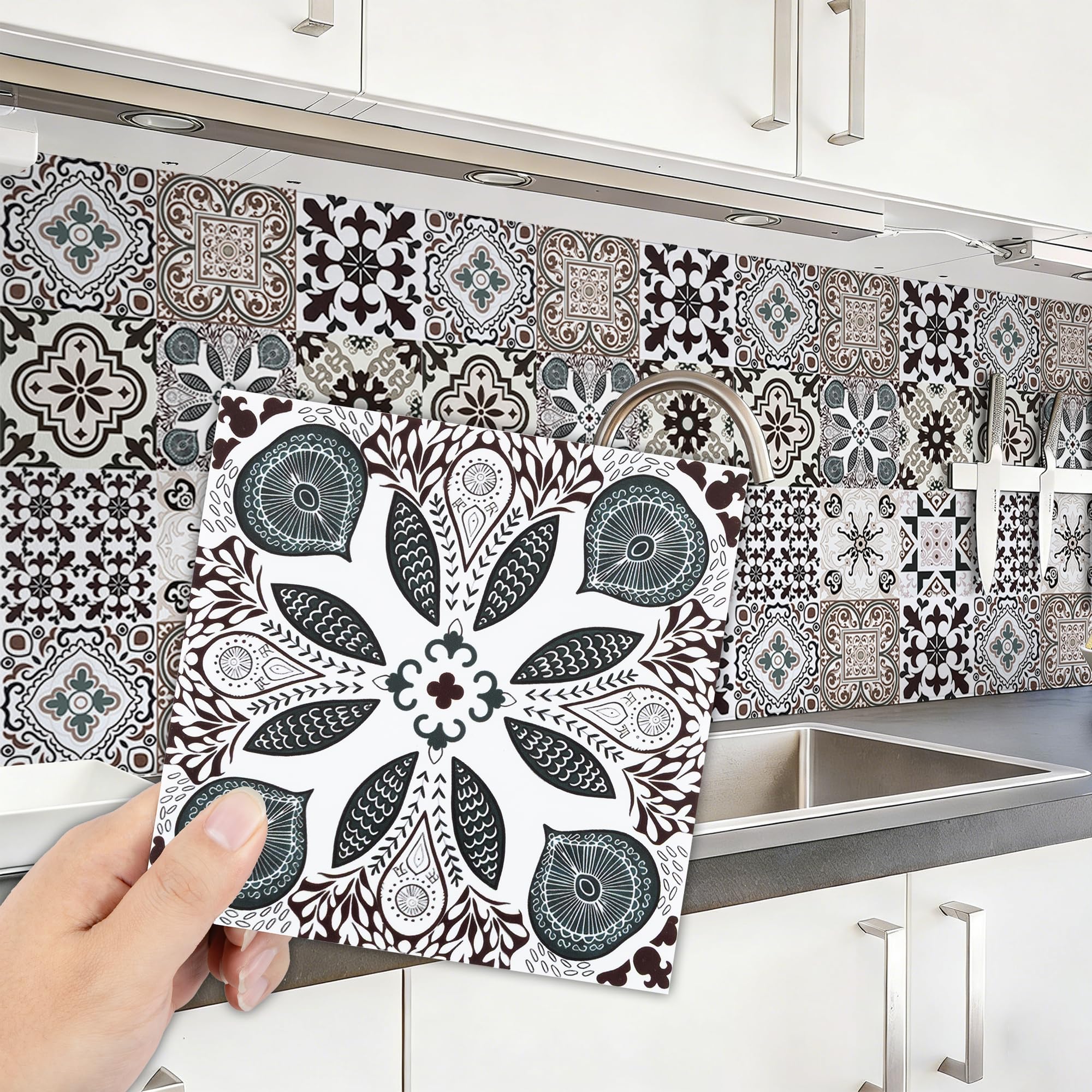Honcet Tile Stickers for Kitchen Stick on Tiles Bathroom Peel and Stick
