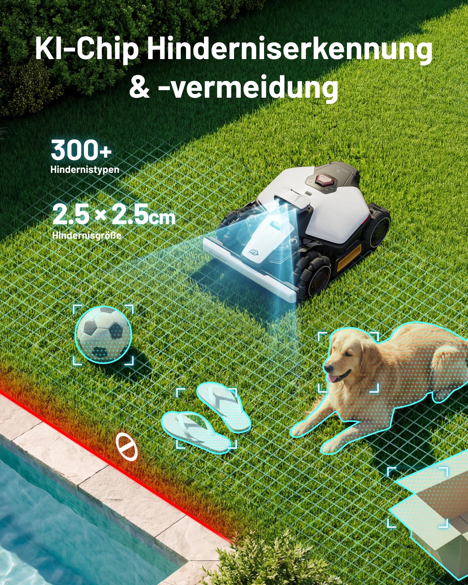 MAMMOTION LUBA Mini 2 AWD 1000 Mähroboter ohne Begrenzungskabel, Empf.1000㎡ Tri-Kamera AI Vision & NetRTK-Positionierung, Auto-Mapping, DropMow-Modus, 80% Steigung, Auto Mehrzonen Kartierung