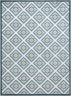 TOWN & COUNTRY EVERYDAY Brooks Retro Geo Indoor Outdoor Area Rug, UV Fade Resistant, High-Low Pile, Blue/Multi, 3'11"x5'2"