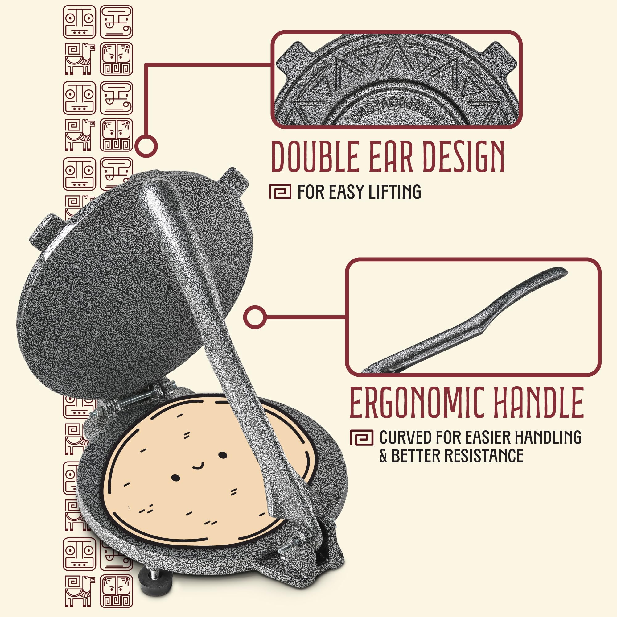 Concord Cast Iron Tortilla Press - Make Authentic Tortillas! -6