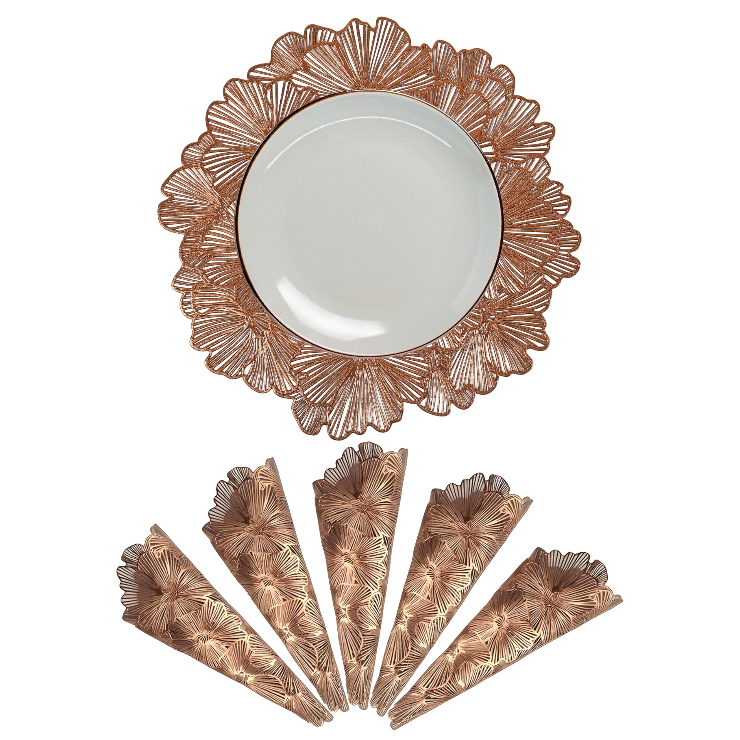 Kuber Industries Set of 6 Table Mats | Round Placemat for Dining Table | Tableware D�cor | Heat-Resistant | Placemats for Cakes & Desserts | Leather Kitchen Placemat | Flower | Copper (B0D3DZ8X1T) Amazon Price History, Amazon Price Tracker