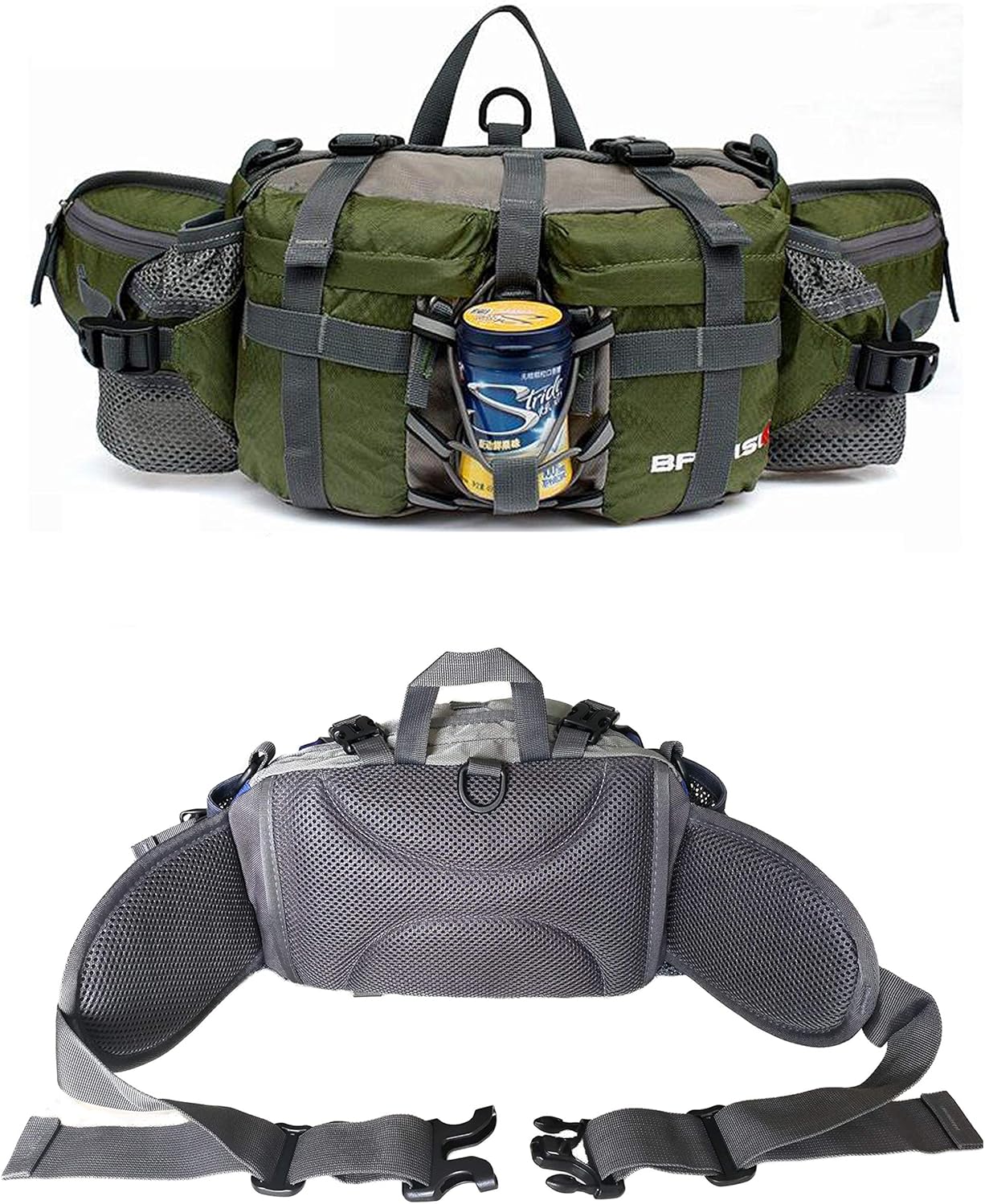 lucky ben Outdoor Fanny Bag Pack for Hiking Fishing Biking with Water Bottler Holder (Army Green)