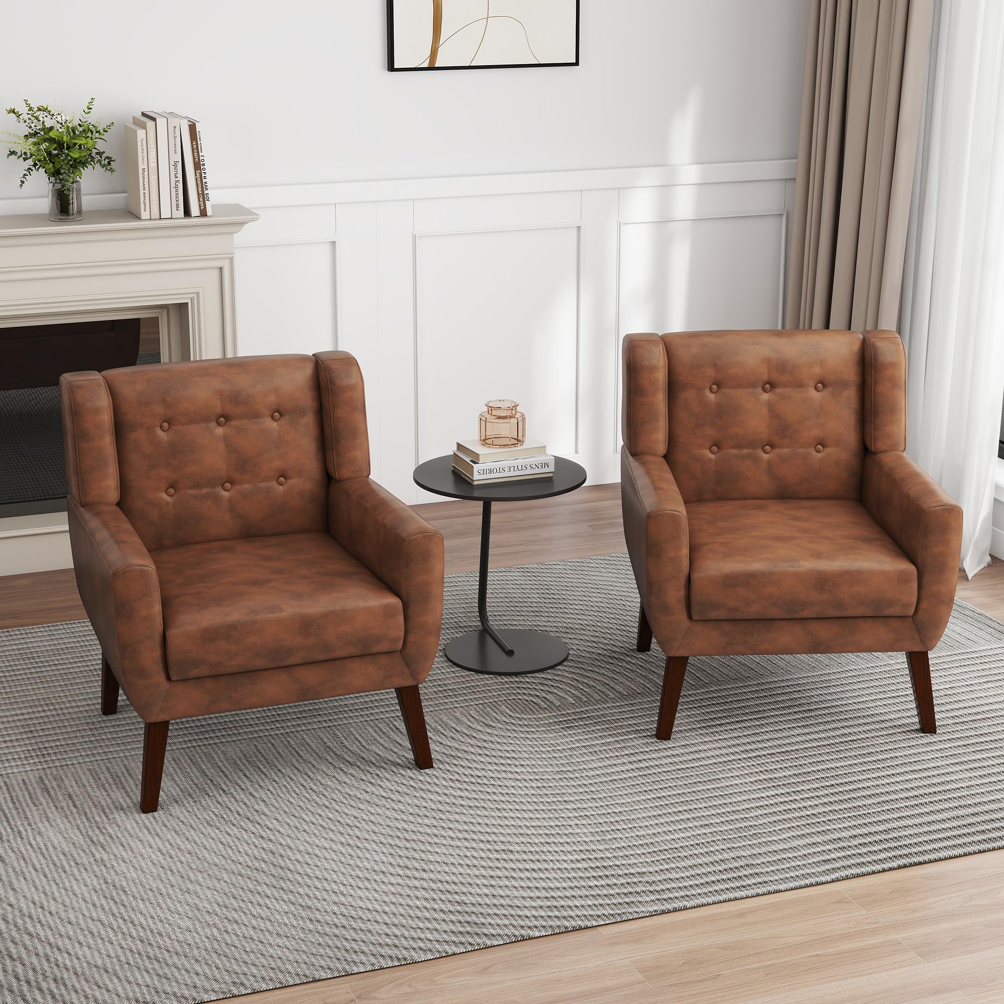 UIXE PU Leather Accent Chairs Set of 2