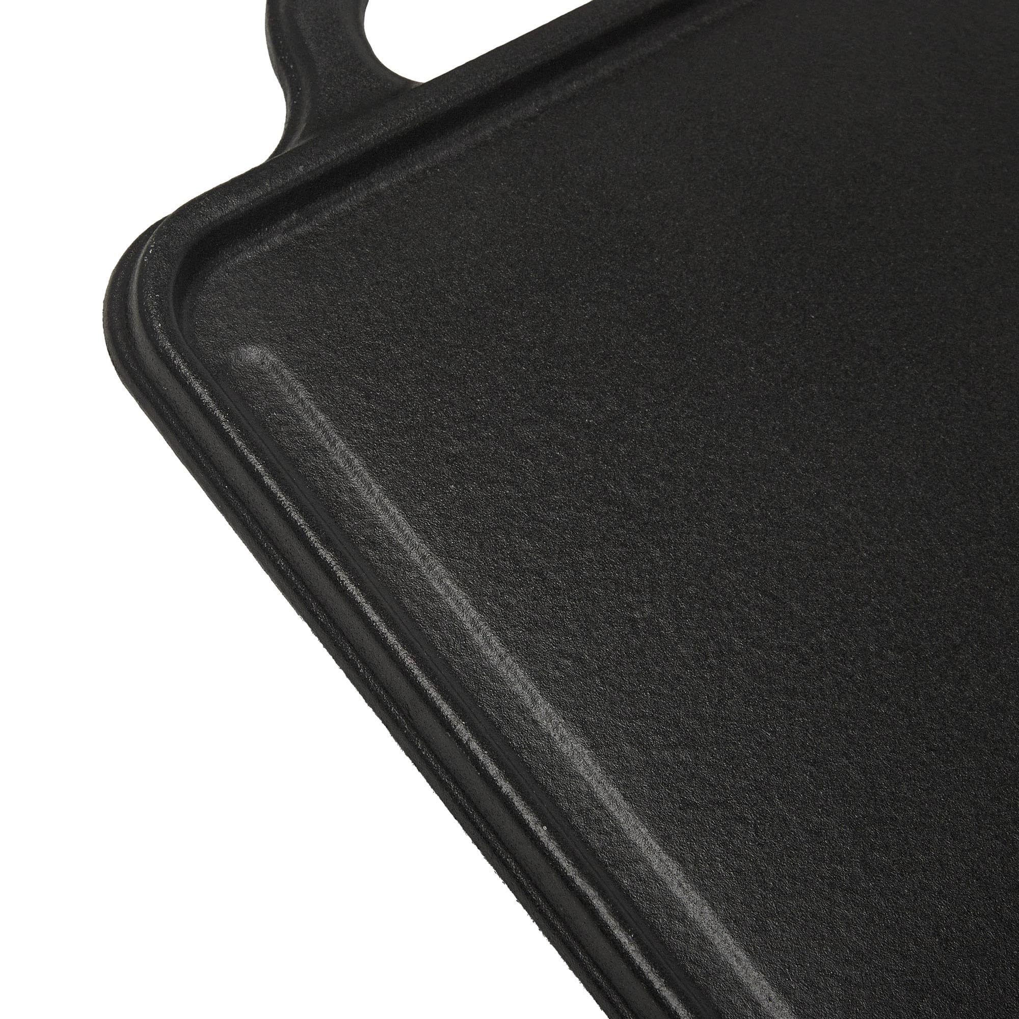 VICTORIA Plancha Cocina Hierro Fundido Esmaltado Parrilla Doble Reversible 33 X 21cm para Fuego, Barbacoa, Horno, Vitrocerámica, Gas, Libre de Tóxicos sin PTFE