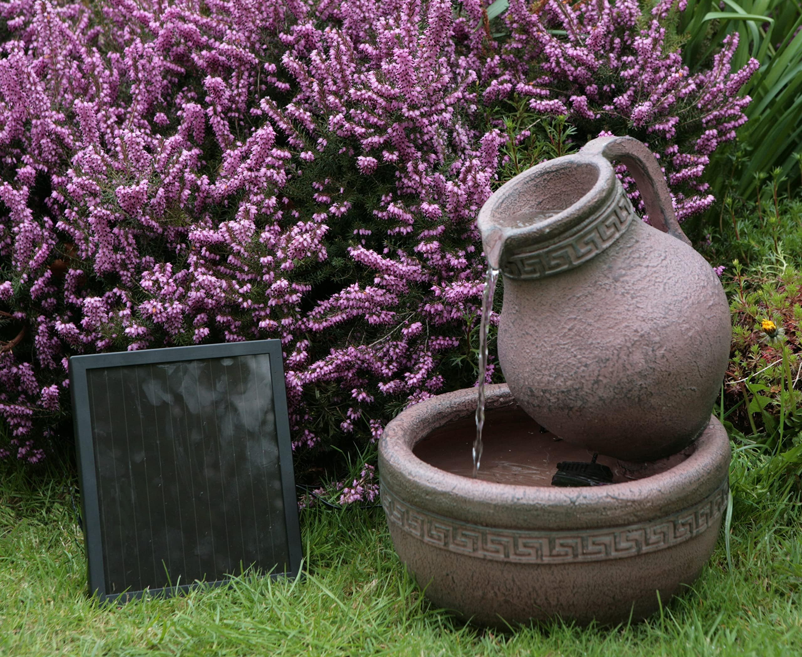 Primrose Jug and Bowl Solar Water Feature Cascading with Lights H40cm