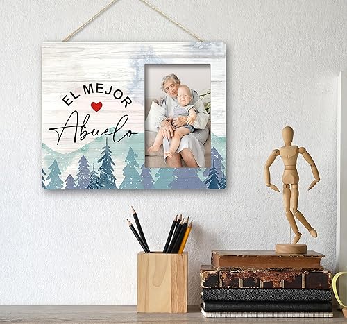 Vista 5 de SRADMO Abuelo Grandpa Gifts - Marco de fotos de madera de 10 x 8 pulgadas