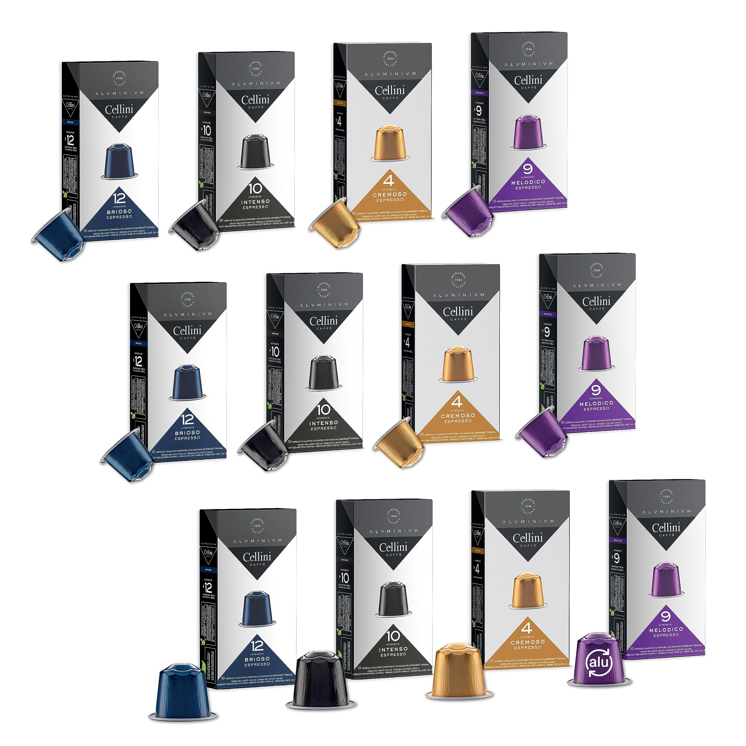 CELLINI Coffee Nespresso Compatible Aluminum Capsules - Aluminum Tasting Kit 120pcs | Nespresso Compatible Capsules