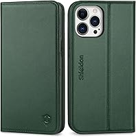 Vista 11 de SHIELDON Funda para iPhone 13 Pro 5G, funda de piel auténtica tipo cartera con bloqueo RFID, tarjetero de crédito, soporte magnético a prueba
