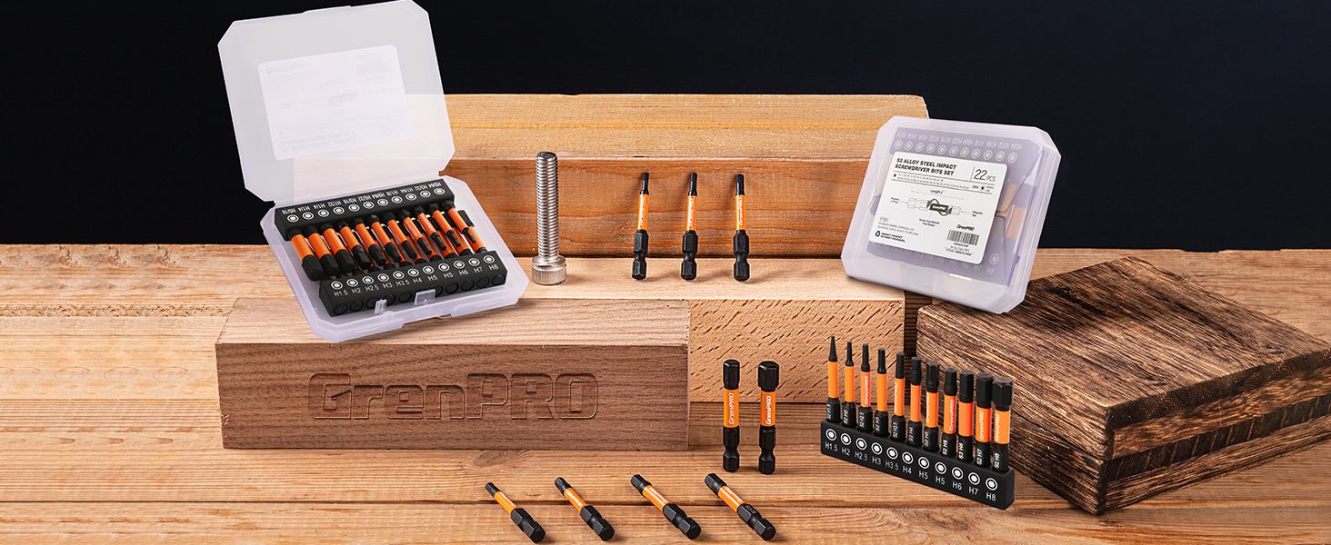 GRENPRO Allen Wrench Drill Bit Set, Metric & SAE, 22-Piece Impact